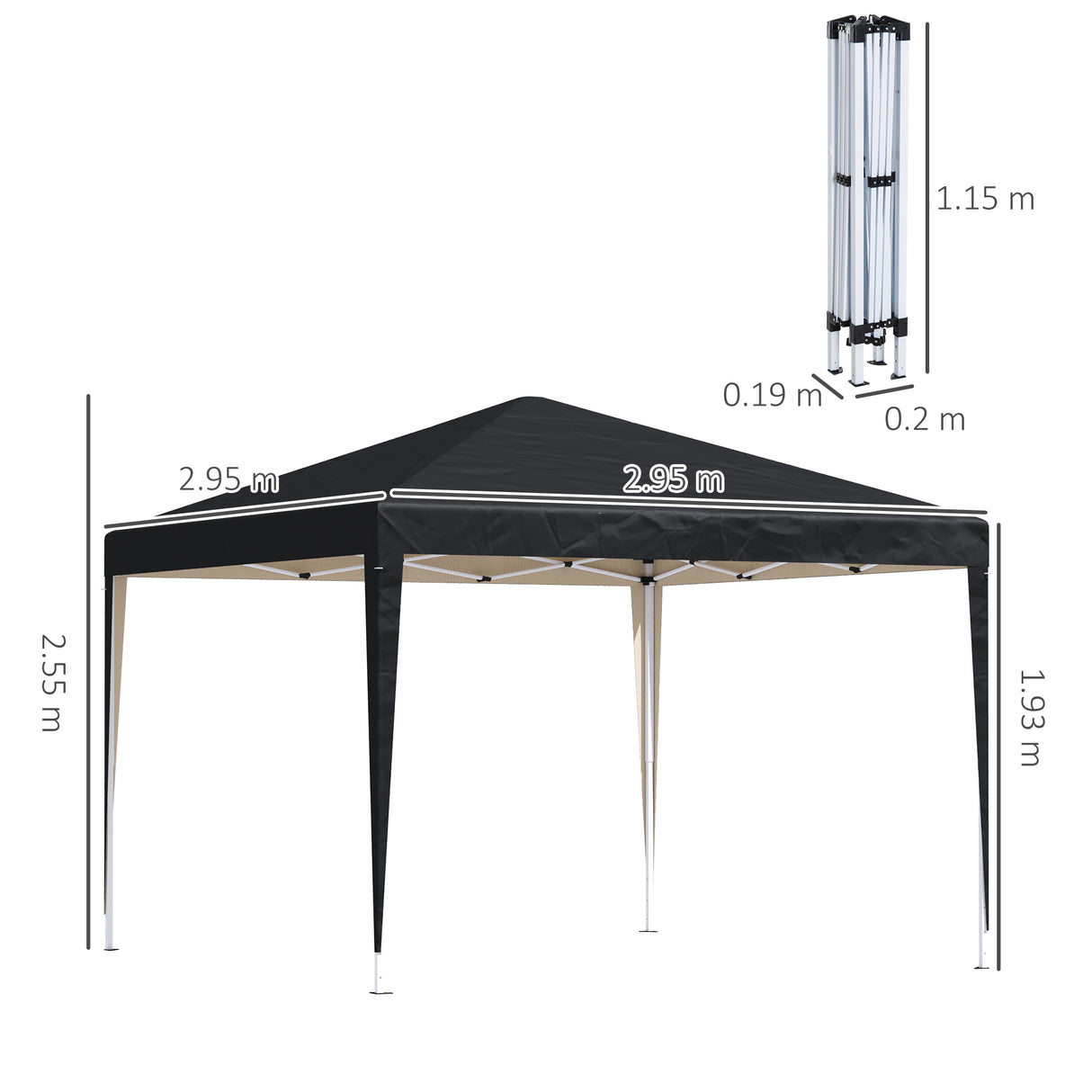Alloy Steel Pop Up Gazebo Height Adjustable Marquee Party Tent 295cm Width x 295cm Depth - Velmora