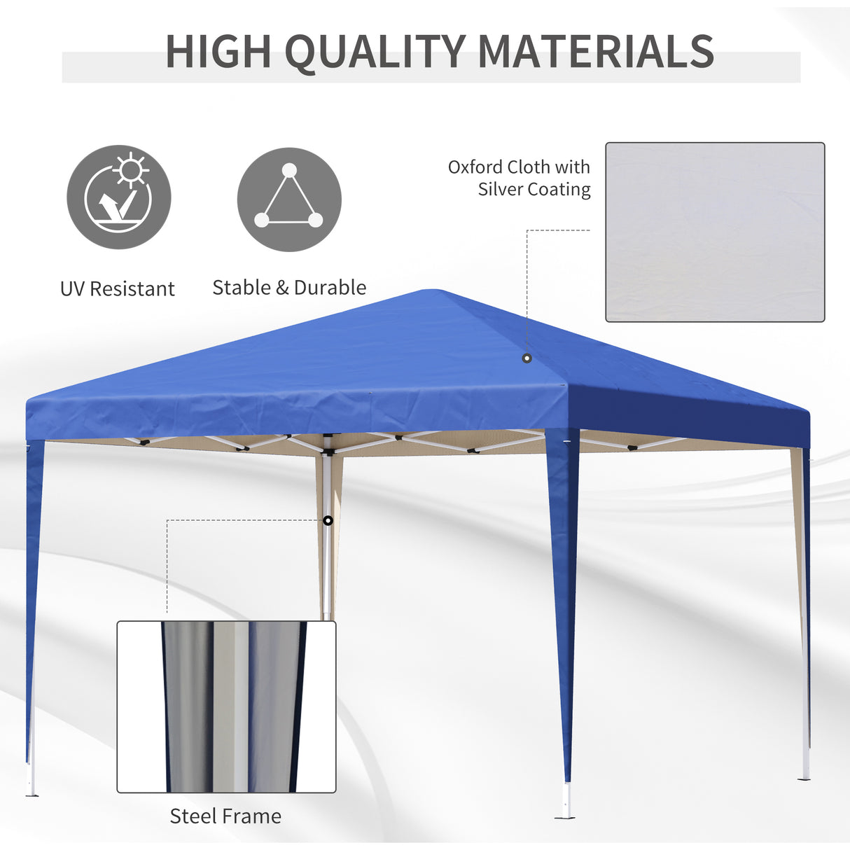 Alloy Steel Pop Up Gazebo Height Adjustable Marquee Party Tent 295cm Width x 295cm Depth - Velmora