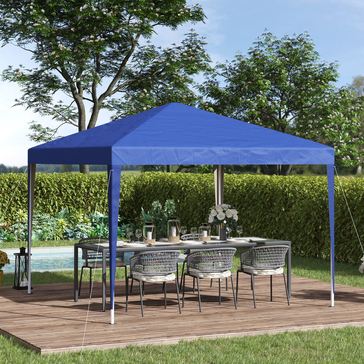 Alloy Steel Pop Up Gazebo Height Adjustable Marquee Party Tent 295cm Width x 295cm Depth - Velmora