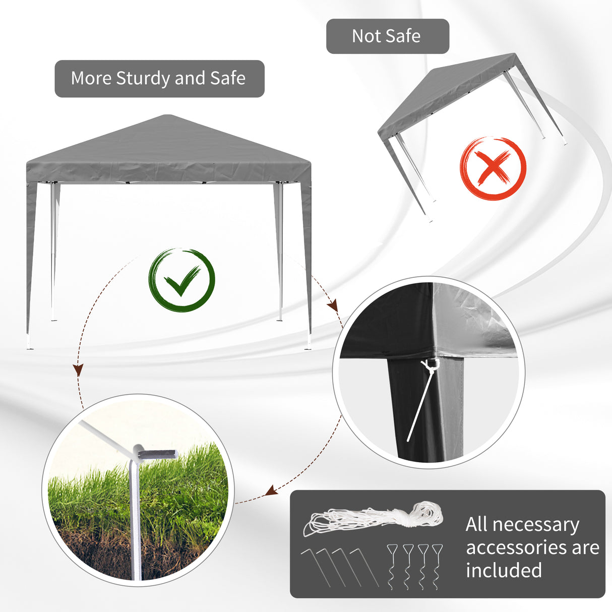 Alloy Steel Pop Up Gazebo Height Adjustable Marquee Party Tent 295cm Width x 295cm Depth - Velmora