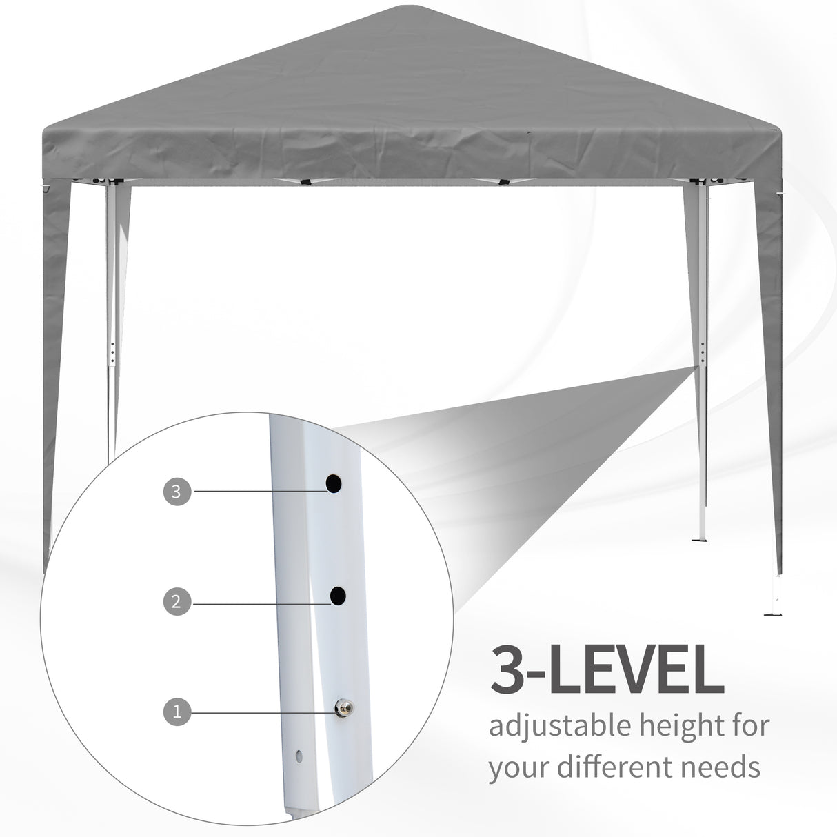 Alloy Steel Pop Up Gazebo Height Adjustable Marquee Party Tent 295cm Width x 295cm Depth - Velmora