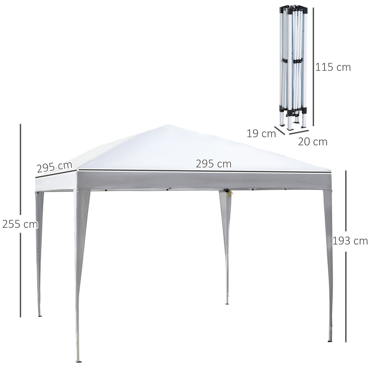 Alloy Steel Pop Up Gazebo Height Adjustable Marquee Party Tent 295cm Width x 295cm Depth - Velmora