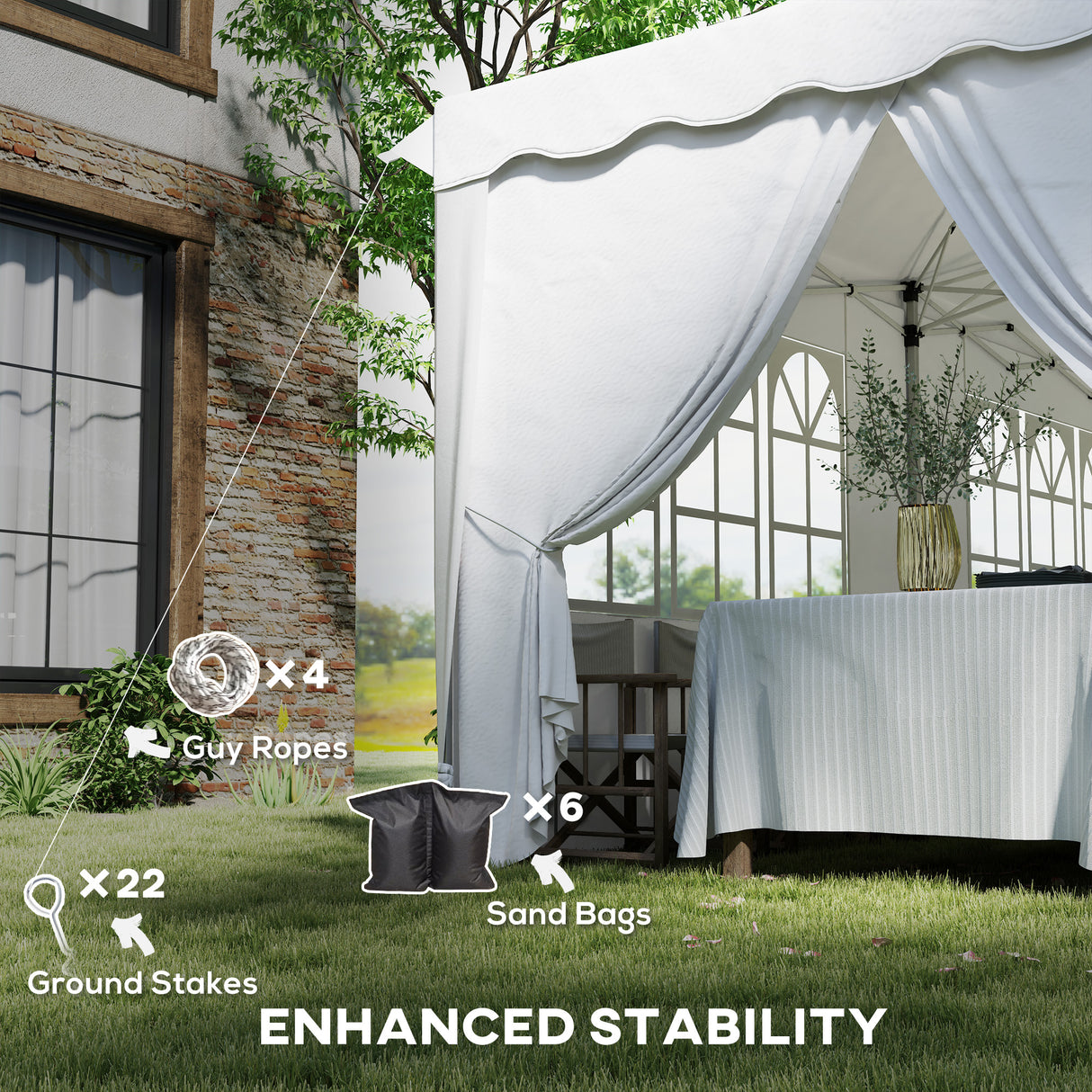Alloy Steel Pop Up Gazebo Height Adjustable Marquee Party Tent 300cm Width x 596 Depth - Velmora