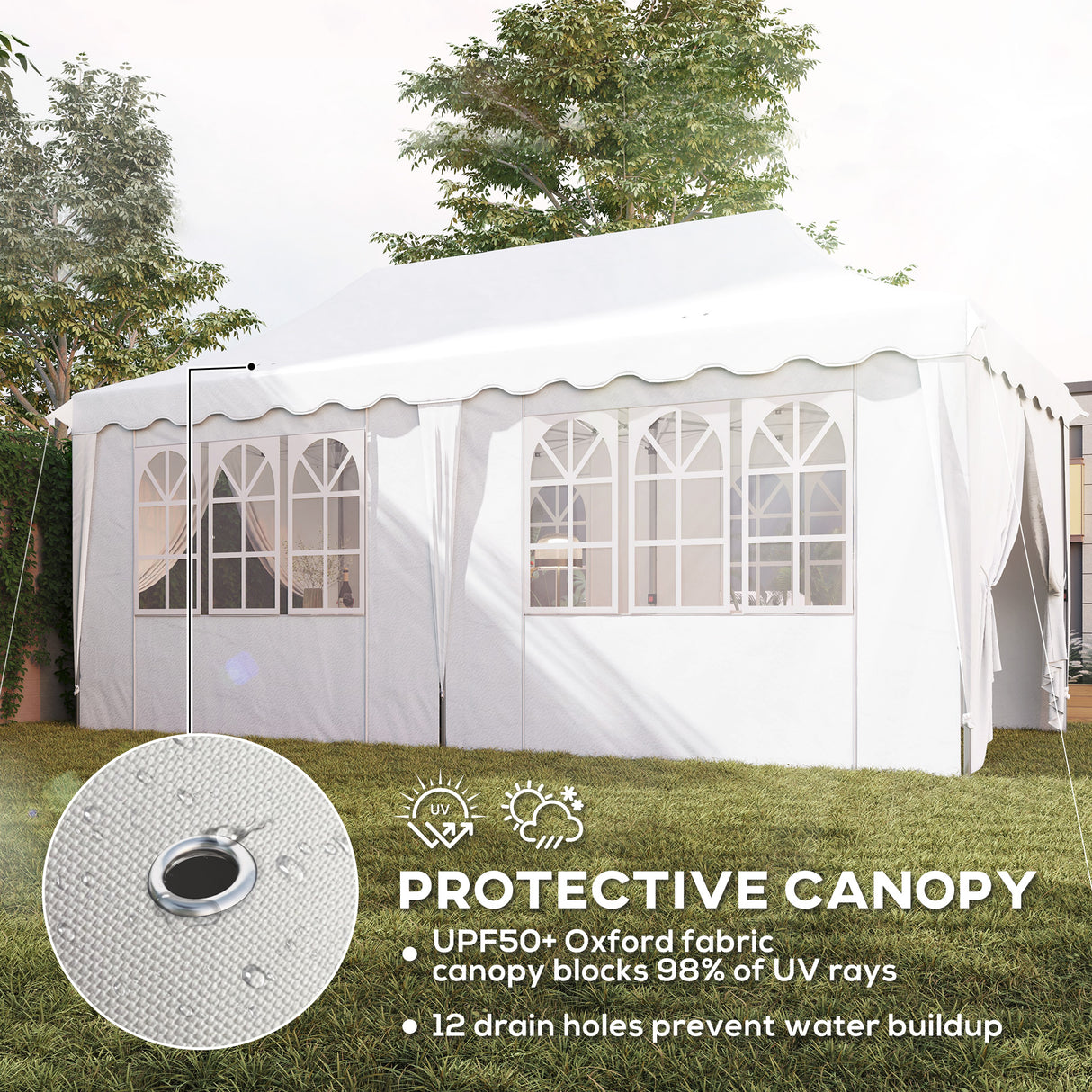 Alloy Steel Pop Up Gazebo Height Adjustable Marquee Party Tent 300cm Width x 596 Depth - Velmora