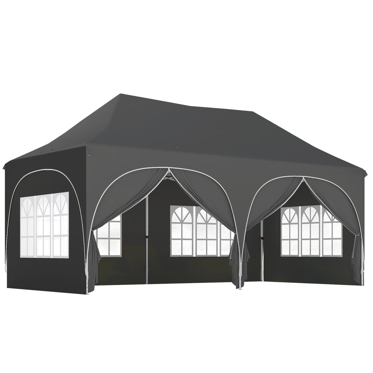 Alloy Steel Pop Up Gazebo Height Adjustable Marquee Party Tent 300cm Width x 596 Depth - Velmora