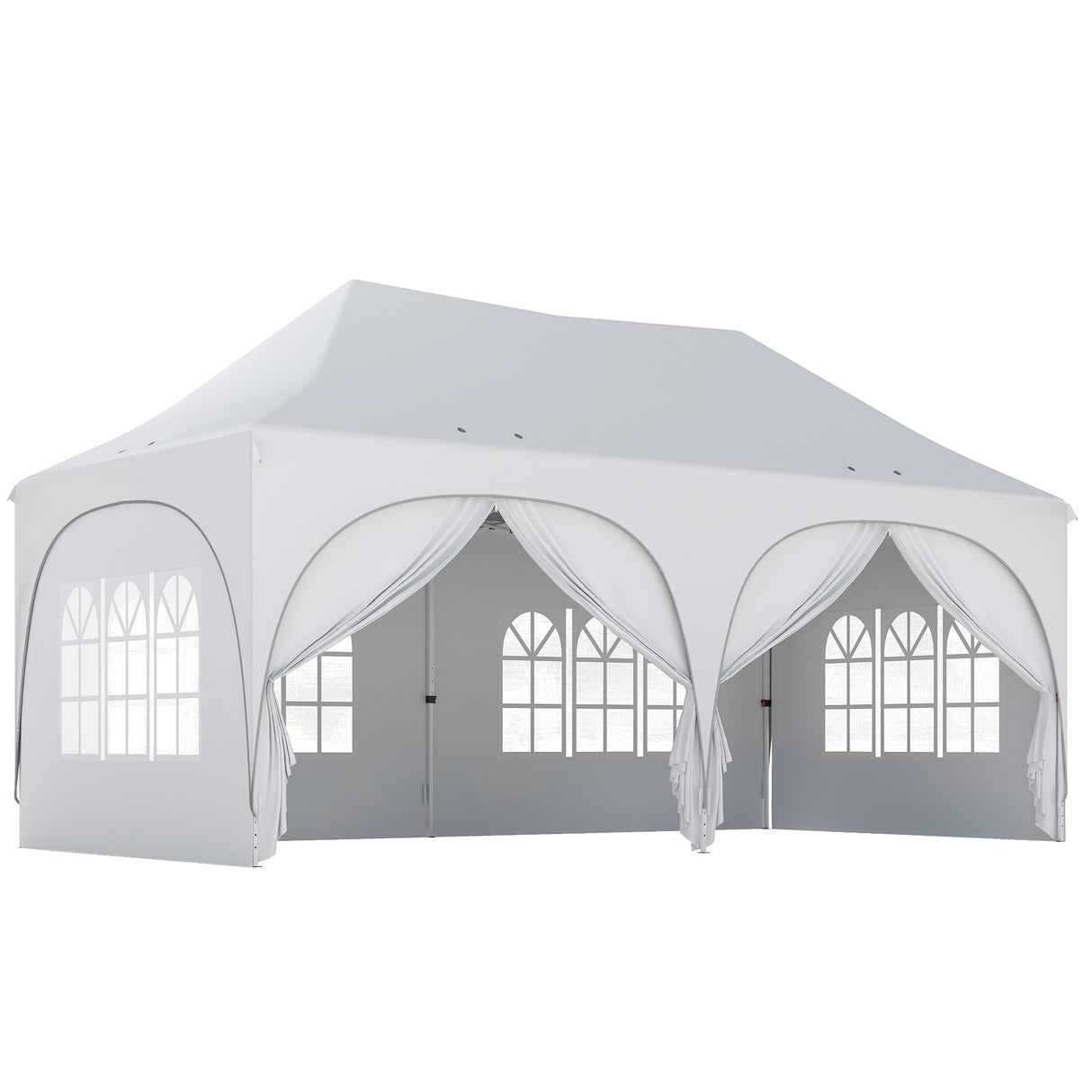 Alloy Steel Pop Up Gazebo Height Adjustable Marquee Party Tent 300cm Width x 596 Depth - Velmora