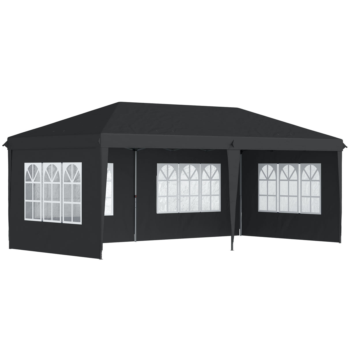 Alloy Steel Pop Up Gazebo Height Adjustable Marquee Party Tent 585cm Width x 295cm Depth - Velmora