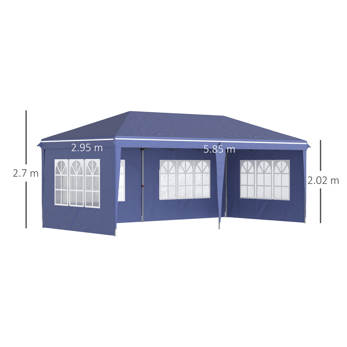 Alloy Steel Pop Up Gazebo Height Adjustable Marquee Party Tent 585cm Width x 295cm Depth - Velmora