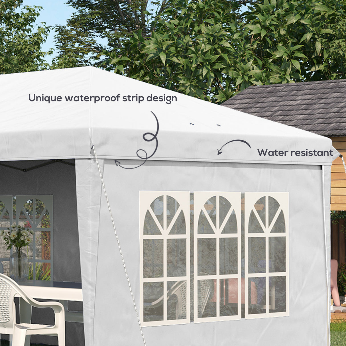 Alloy Steel Pop Up Gazebo Height Adjustable Marquee Party Tent 585cm Width x 295cm Depth - Velmora
