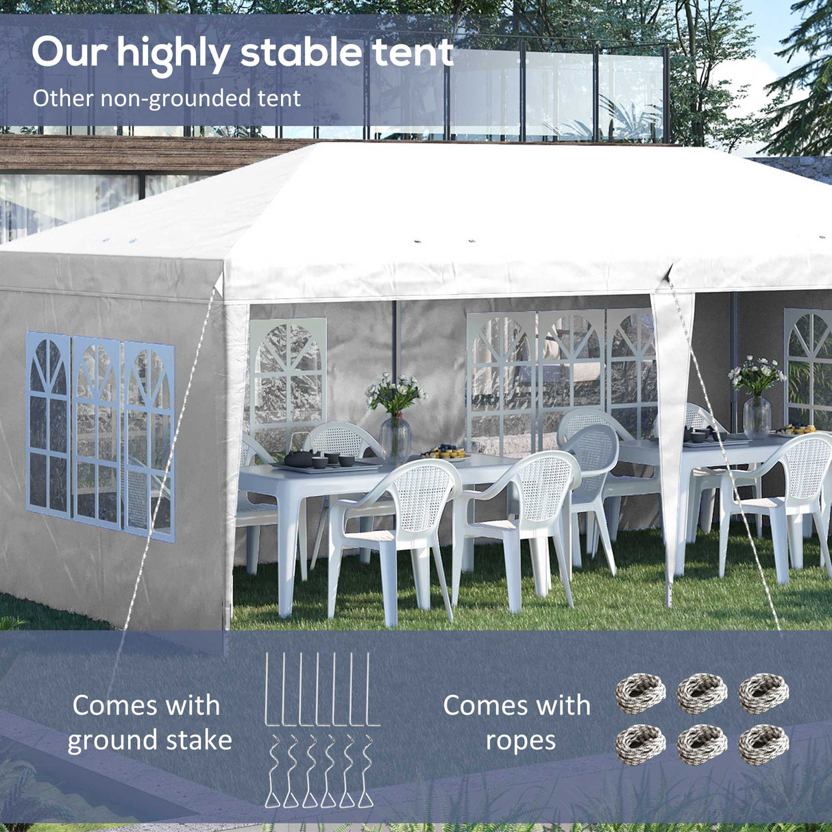 Alloy Steel Pop Up Gazebo Height Adjustable Marquee Party Tent 585cm Width x 295cm Depth - Velmora