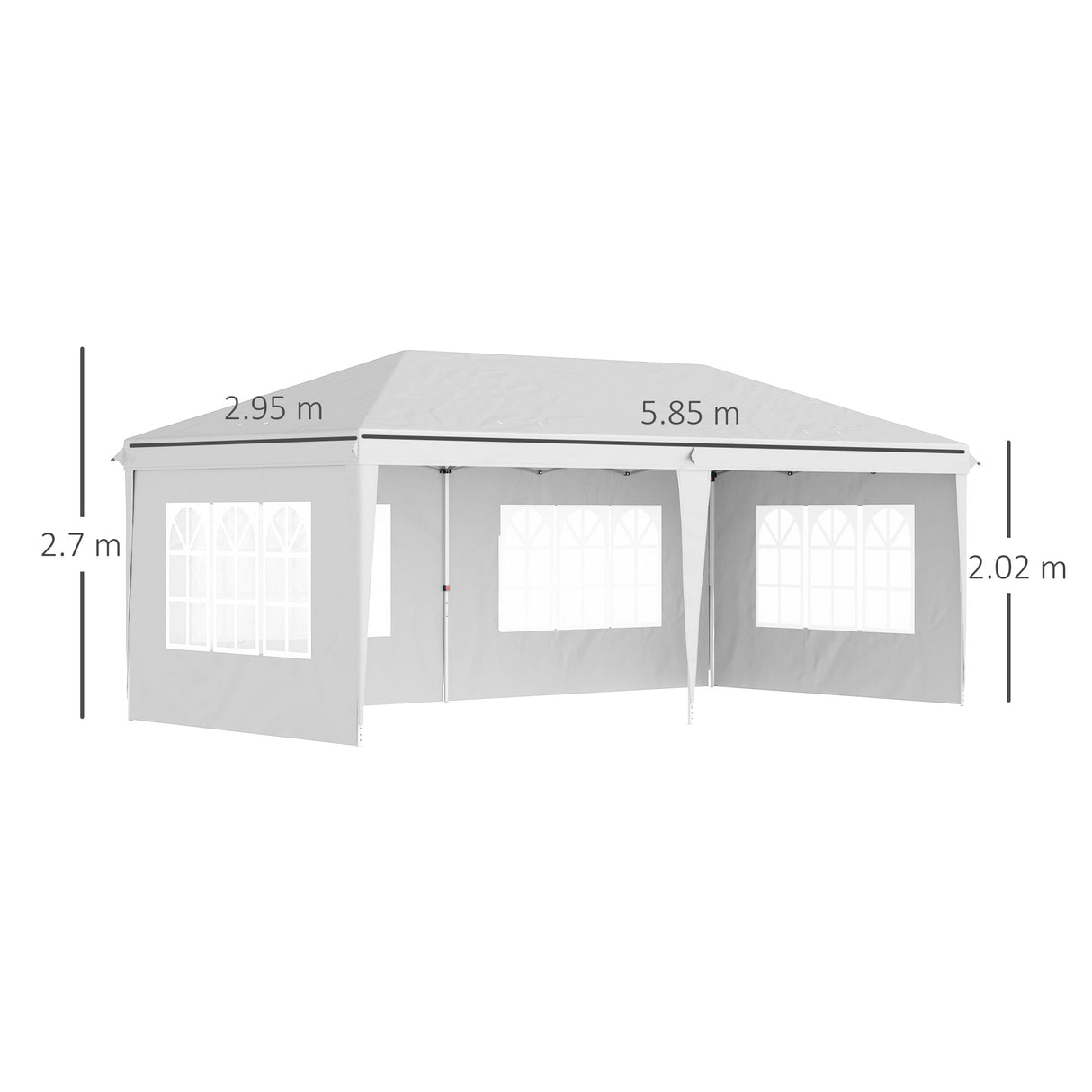 Alloy Steel Pop Up Gazebo Height Adjustable Marquee Party Tent 585cm Width x 295cm Depth - Velmora