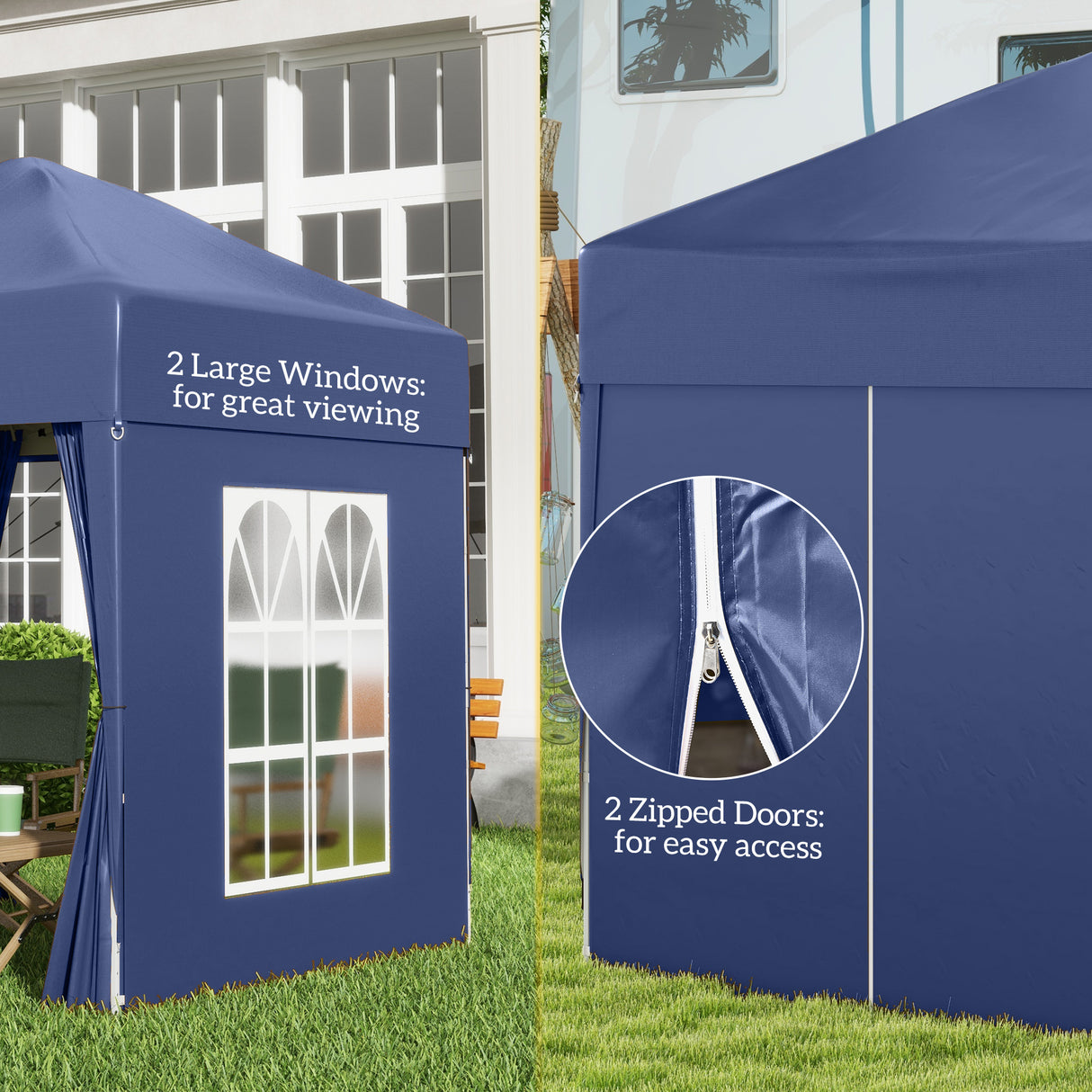 Alloy Steel Pop Up Gazebo Marquee Party Tent Canopy 200cm Width x 298cm Depth - Velmora