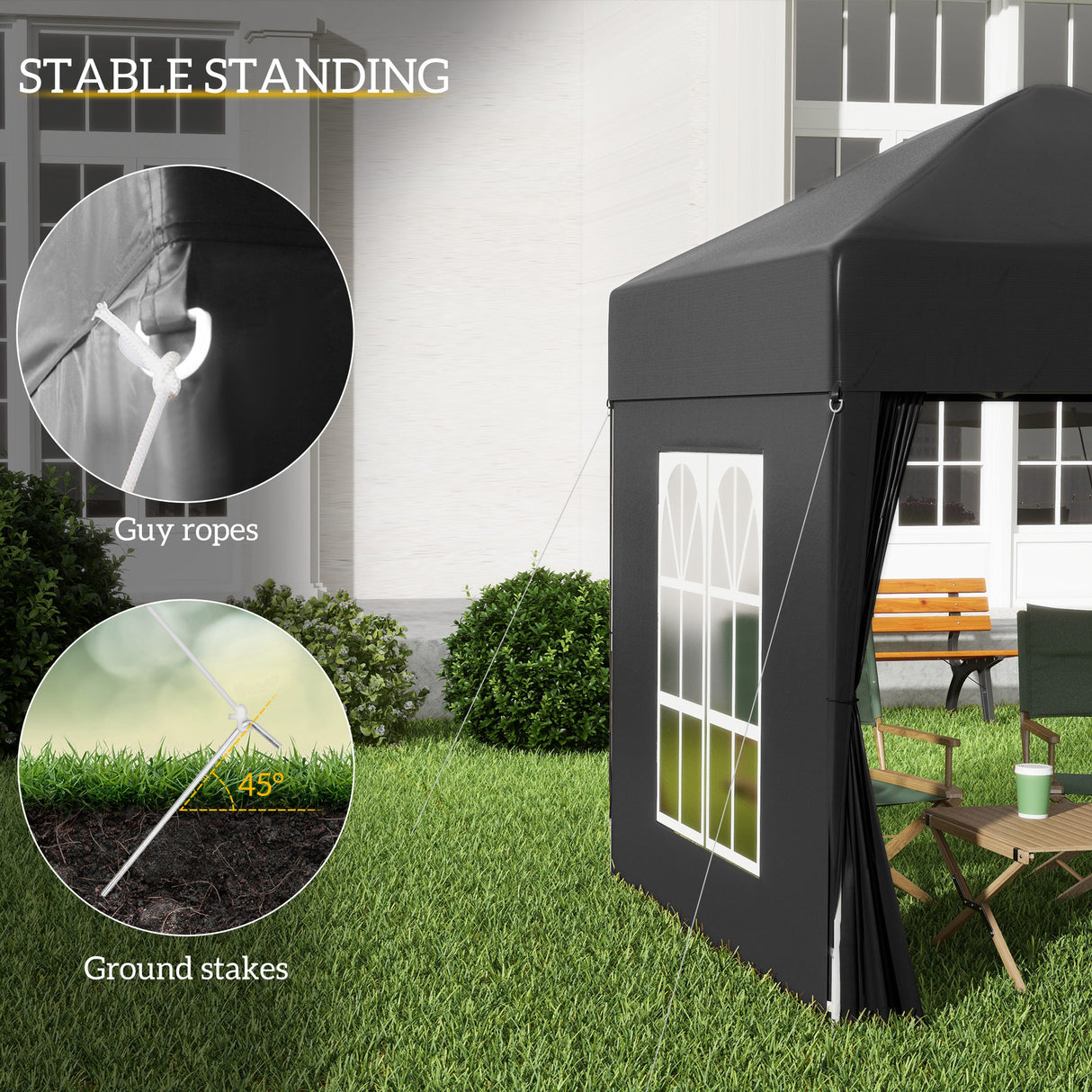 Alloy Steel Pop Up Gazebo Marquee Party Tent Canopy 200cm Width x 298cm Depth - Velmora