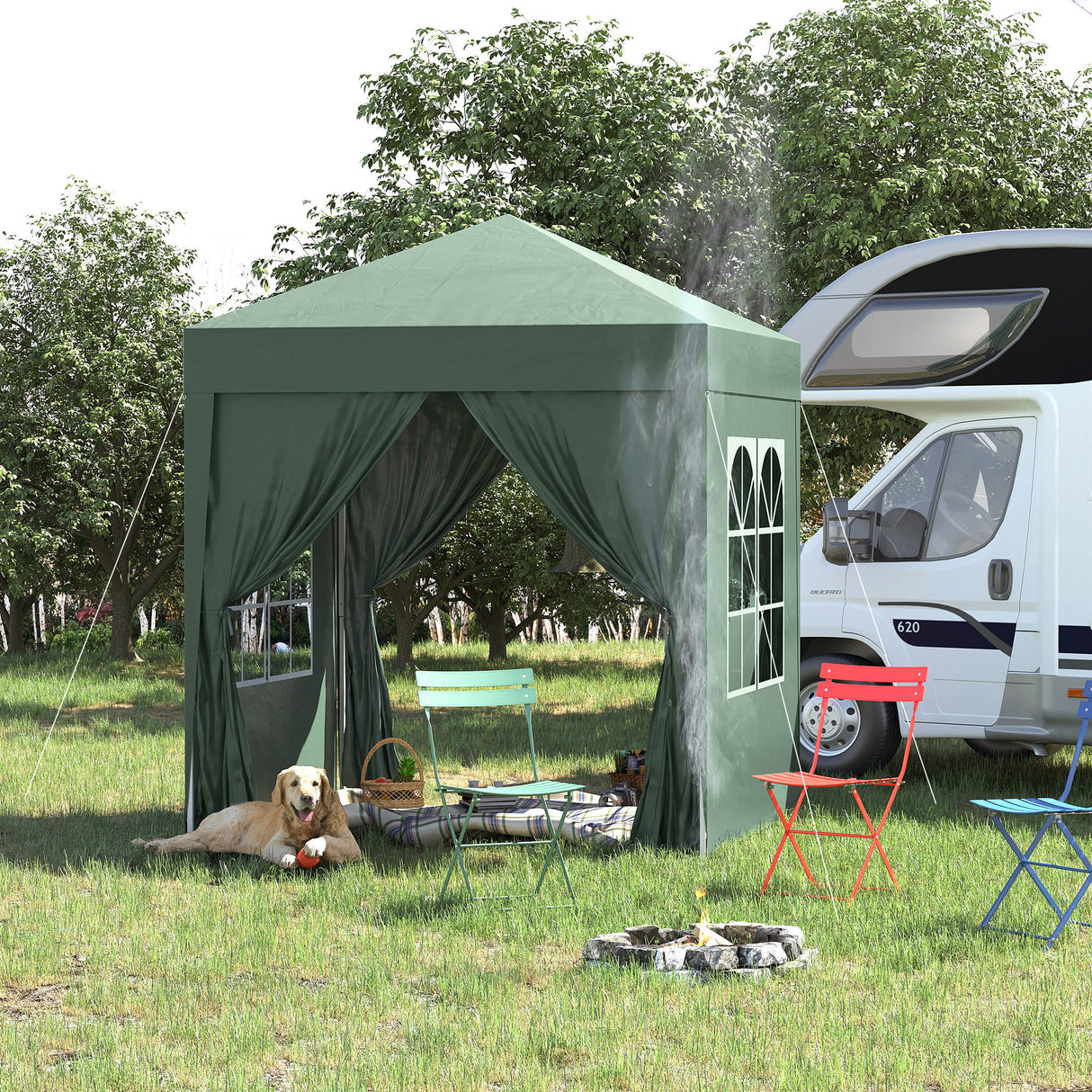 Alloy Steel Pop Up Gazebo Marquee Party Tent Canopy 200cm Width x 298cm Depth - Velmora