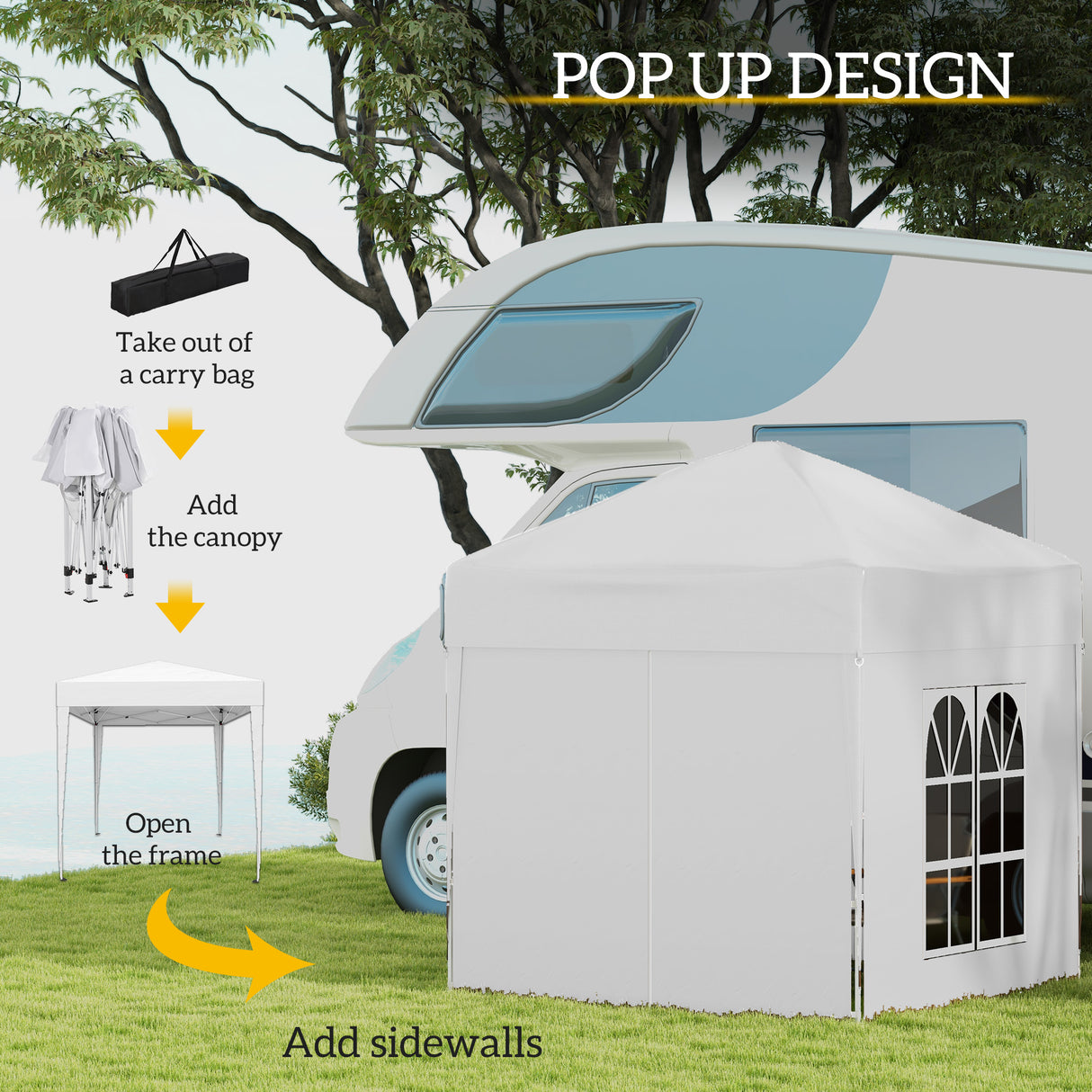Alloy Steel Pop Up Gazebo Marquee Party Tent Canopy 200cm Width x 298cm Depth - Velmora