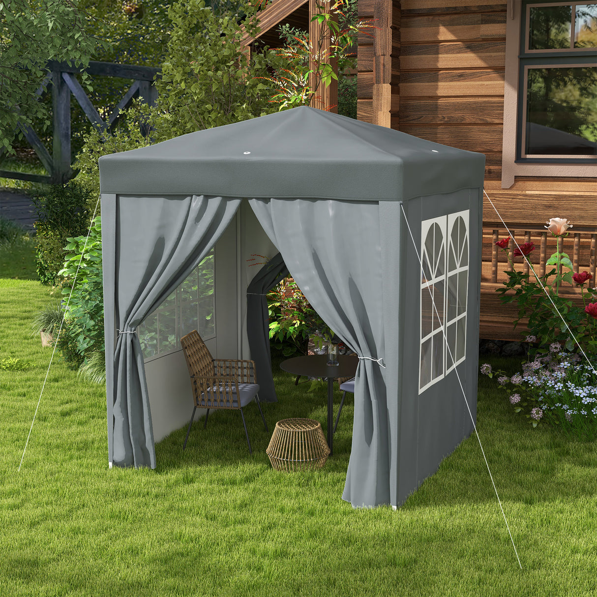 Alloy Steel Pop Up Gazebo Marquee Party Tent Canopy 200cm Width x 298cm Depth - Velmora