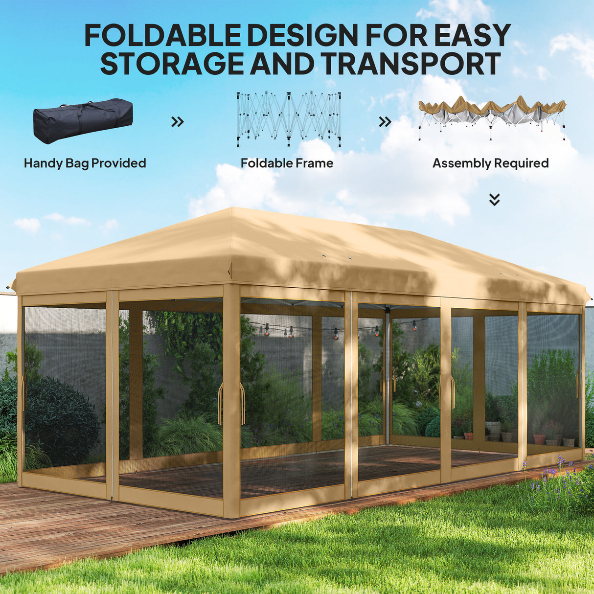 Alloy Steel Pop Up Gazebo Marquee Party Wedding Tent 585cm Width x 295cm Depth - Velmora