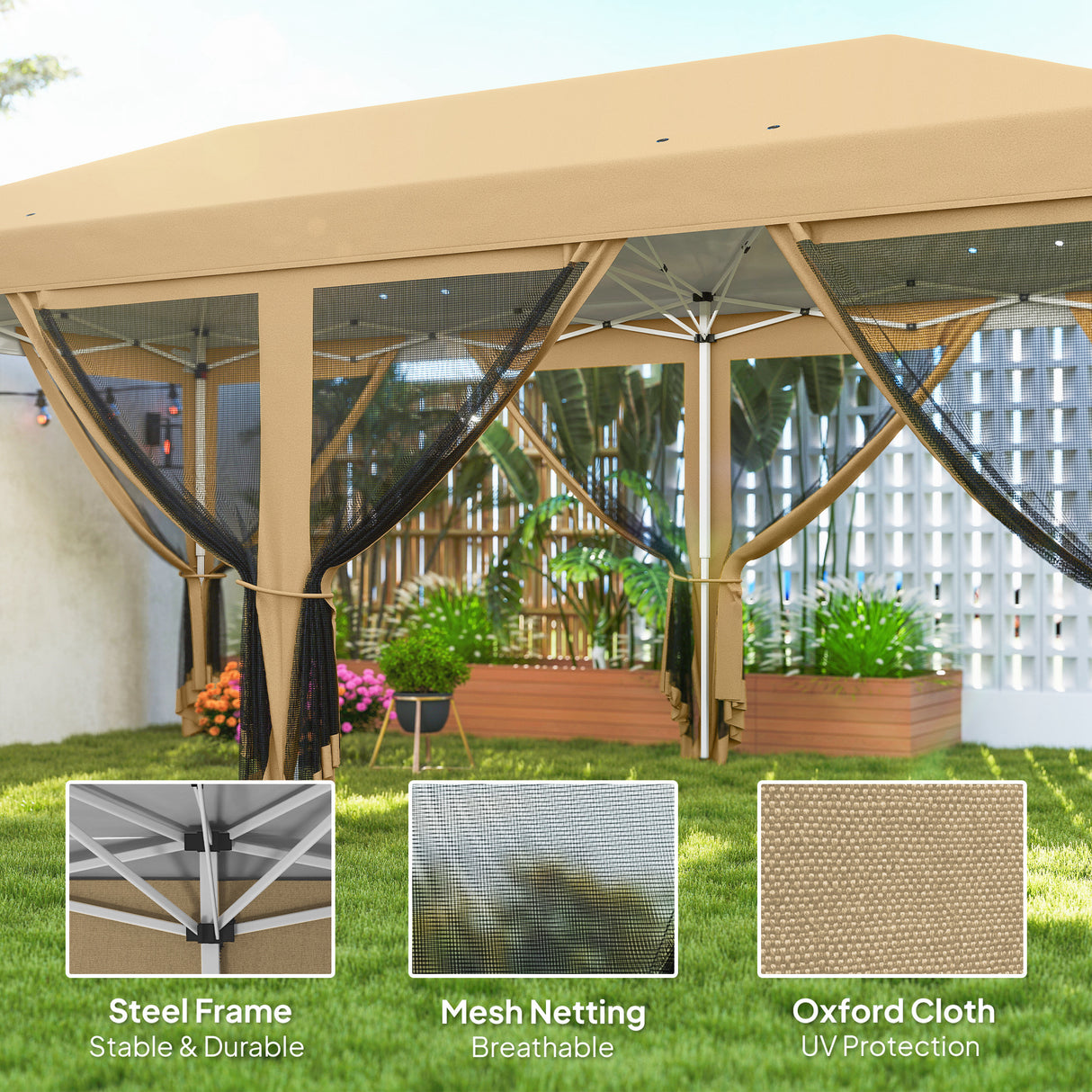 Alloy Steel Pop Up Gazebo Marquee Party Wedding Tent 585cm Width x 295cm Depth - Velmora