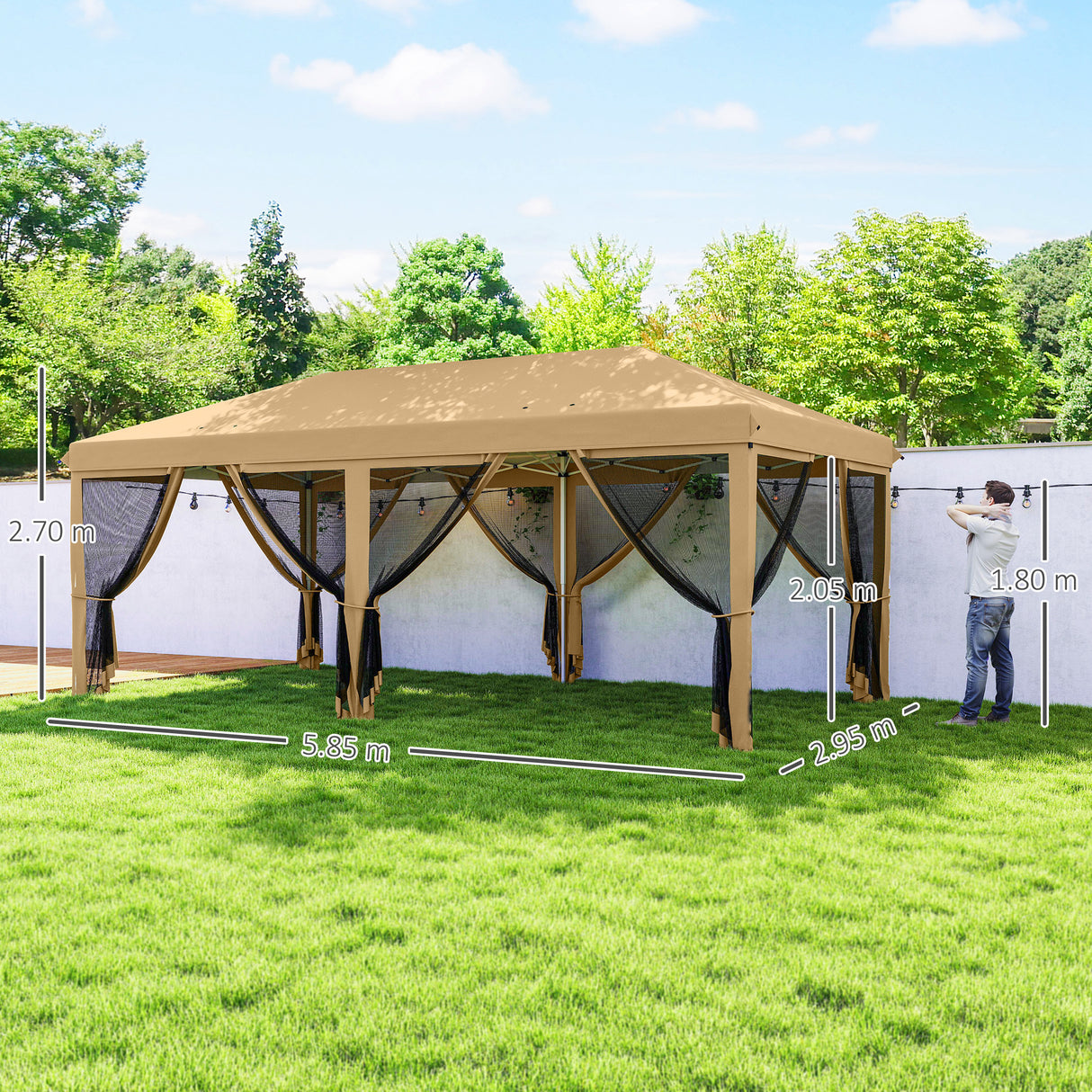 Alloy Steel Pop Up Gazebo Marquee Party Wedding Tent 585cm Width x 295cm Depth - Velmora