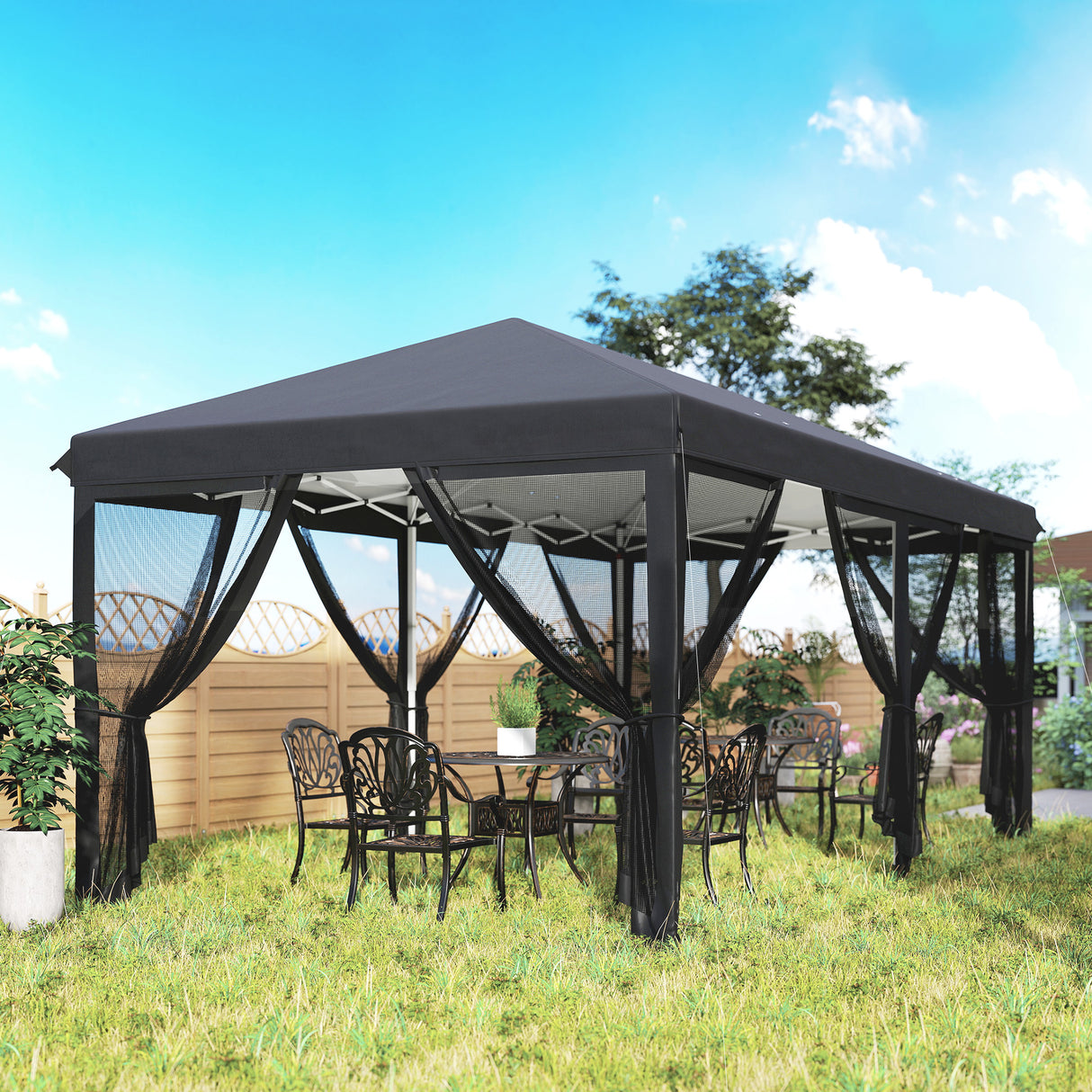 Alloy Steel Pop Up Gazebo Marquee Party Wedding Tent 585cm Width x 295cm Depth - Velmora