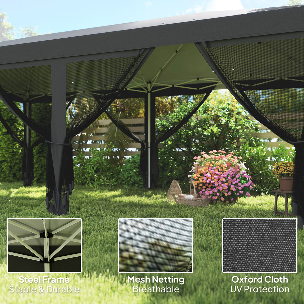 Alloy Steel Pop Up Gazebo Marquee Party Wedding Tent 585cm Width x 295cm Depth - Velmora
