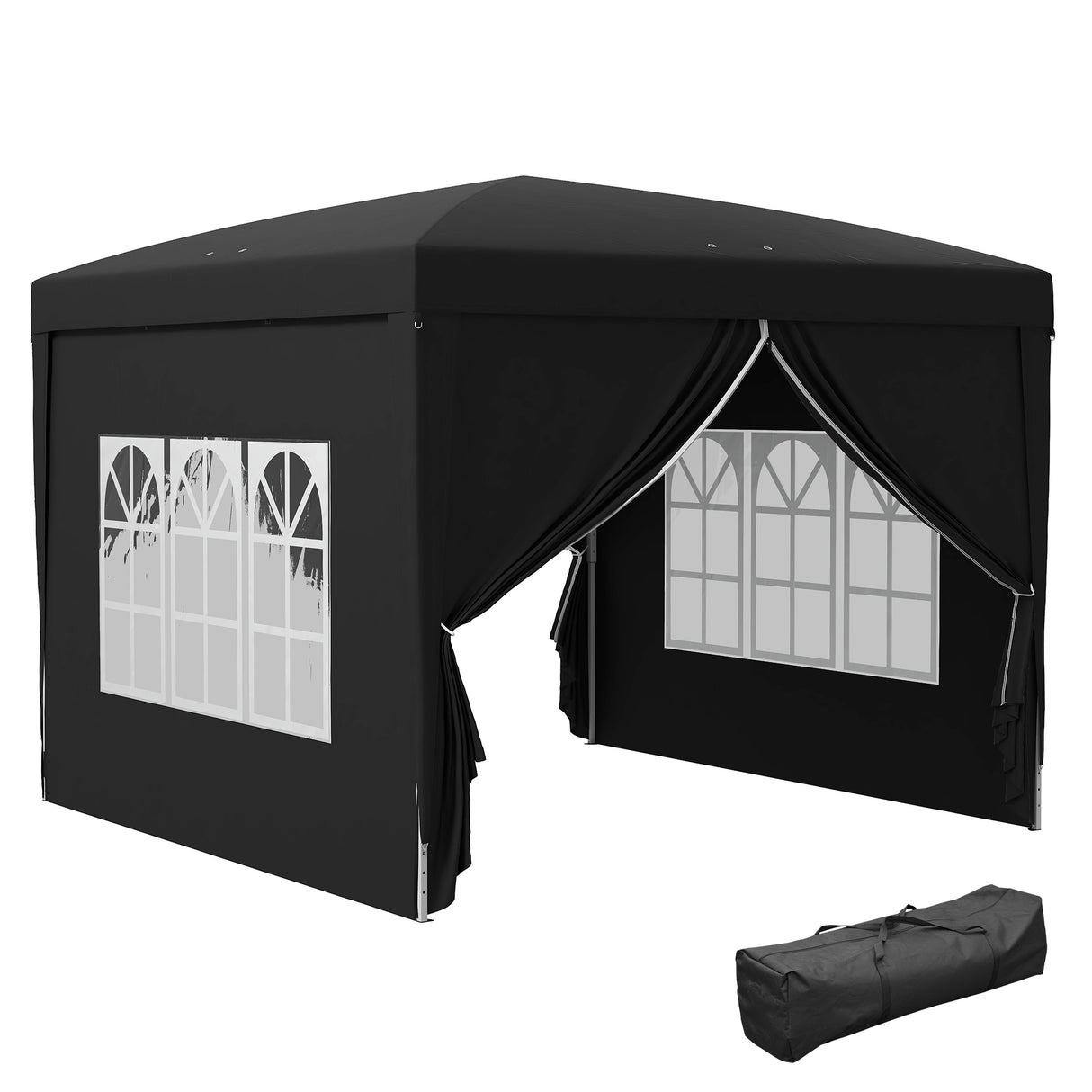 Alloy Steel Pop Up Gazebo With Curtain Walls 295cm Width x 295cm Depth - Velmora