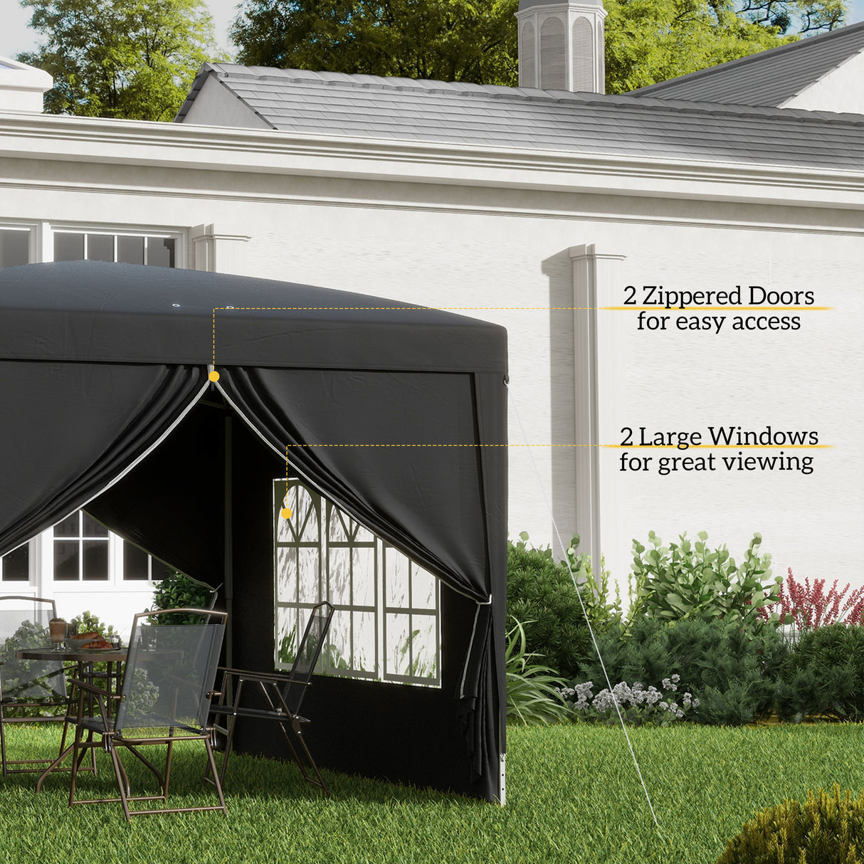 Alloy Steel Pop Up Gazebo With Curtain Walls 295cm Width x 295cm Depth - Velmora