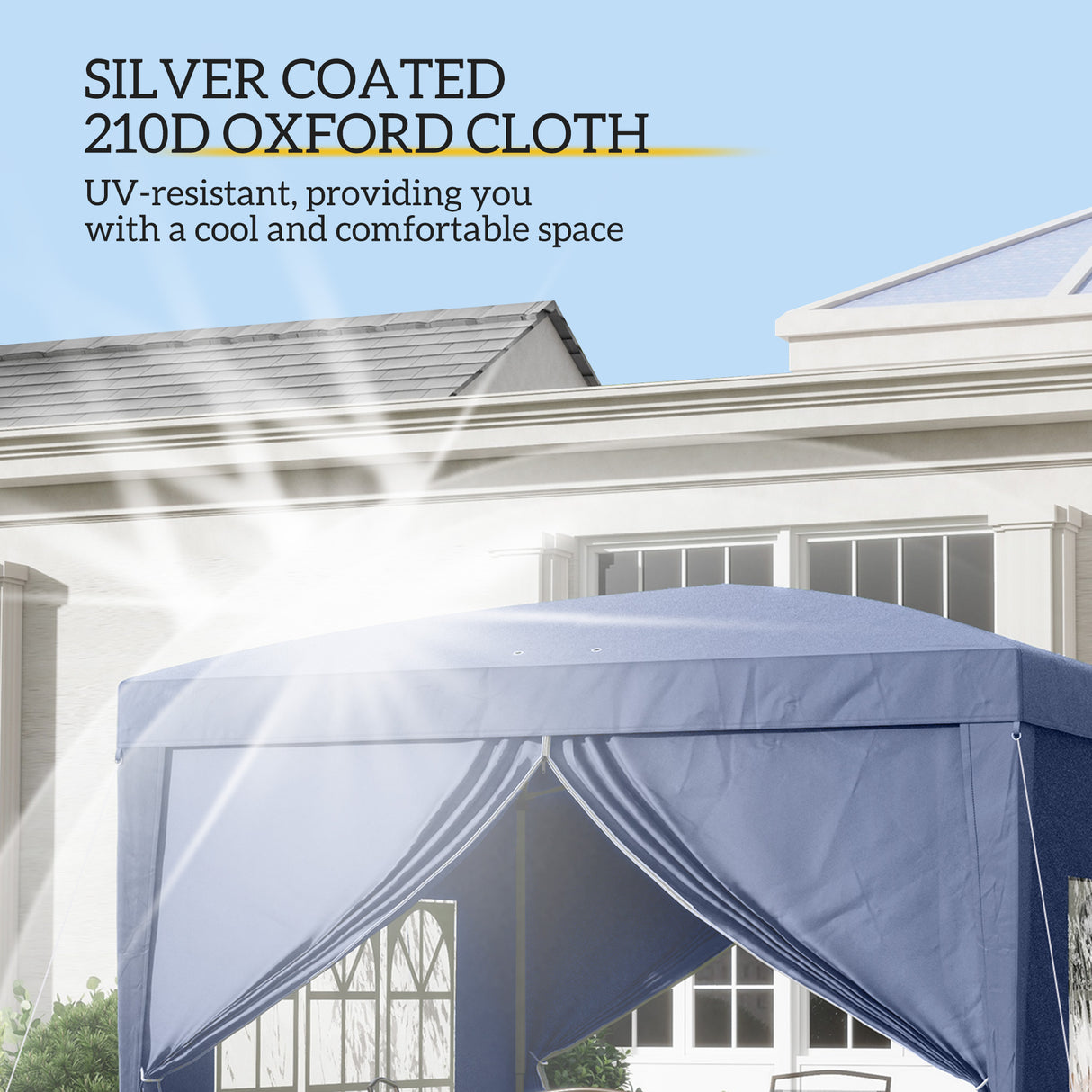 Alloy Steel Pop Up Gazebo With Curtain Walls 295cm Width x 295cm Depth - Velmora