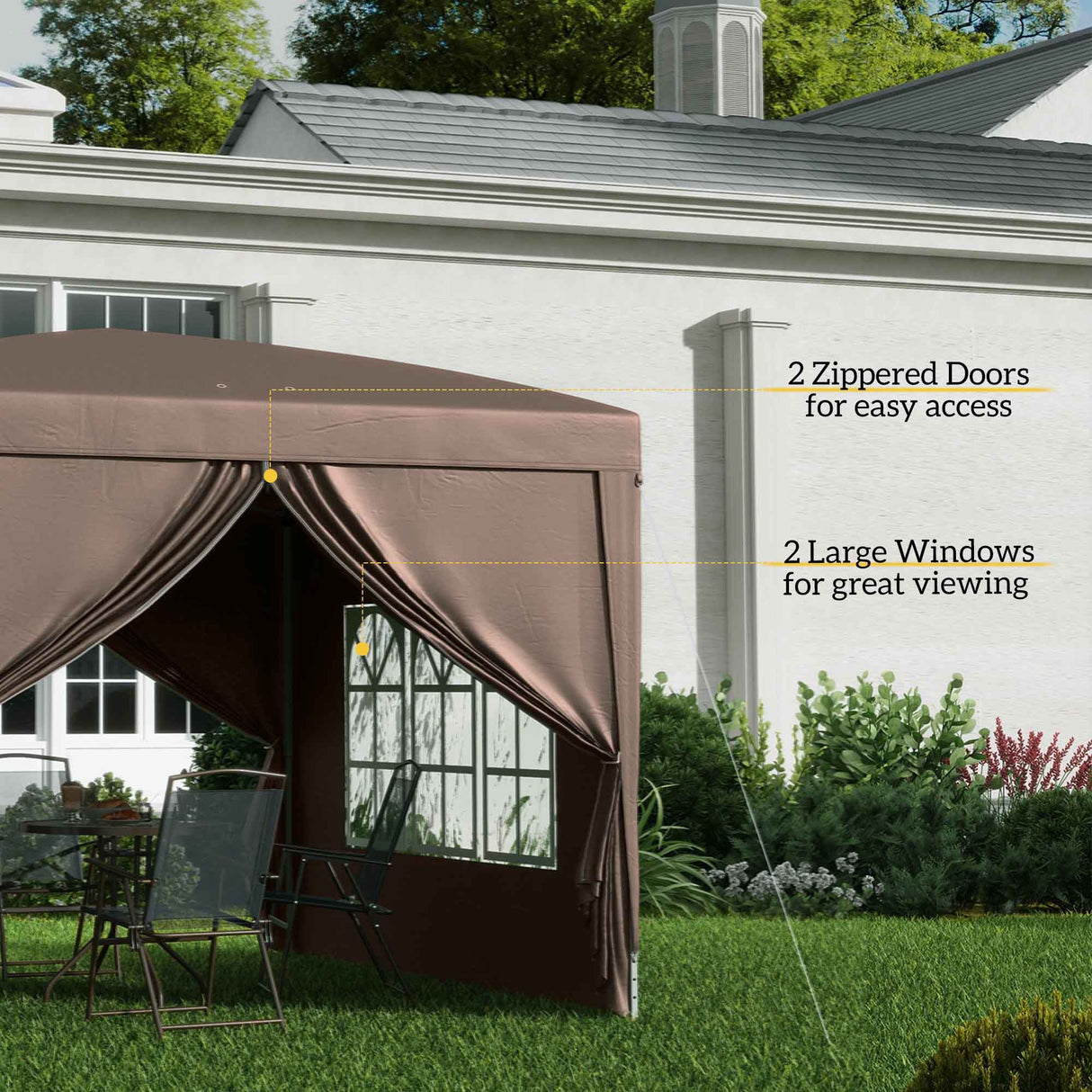 Alloy Steel Pop Up Gazebo With Curtain Walls 295cm Width x 295cm Depth - Velmora