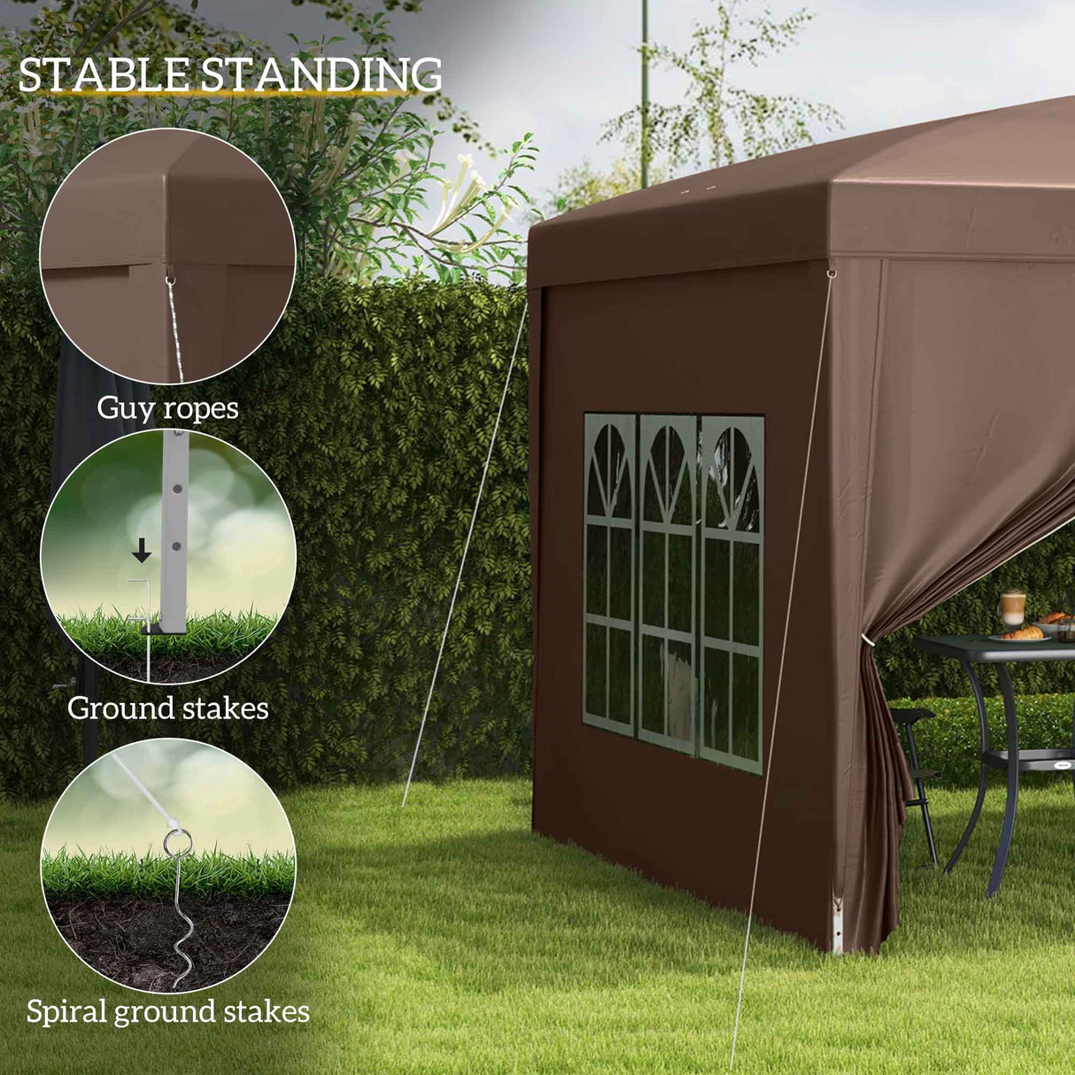Alloy Steel Pop Up Gazebo With Curtain Walls 295cm Width x 295cm Depth - Velmora