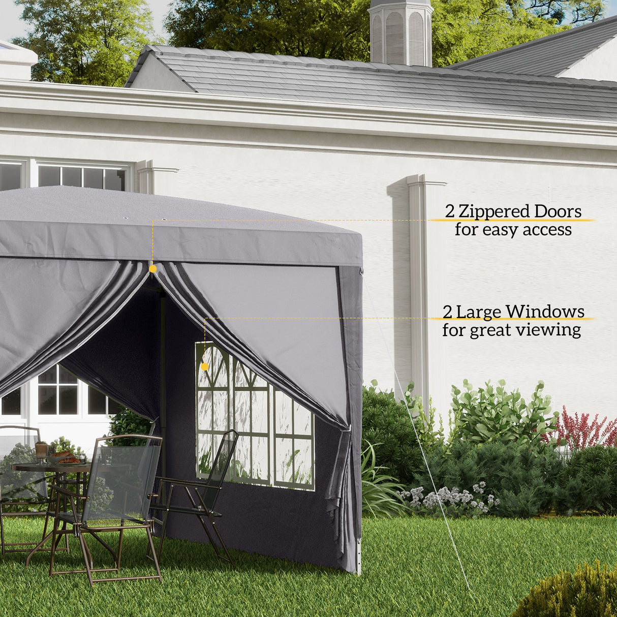 Alloy Steel Pop Up Gazebo With Curtain Walls 295cm Width x 295cm Depth - Velmora