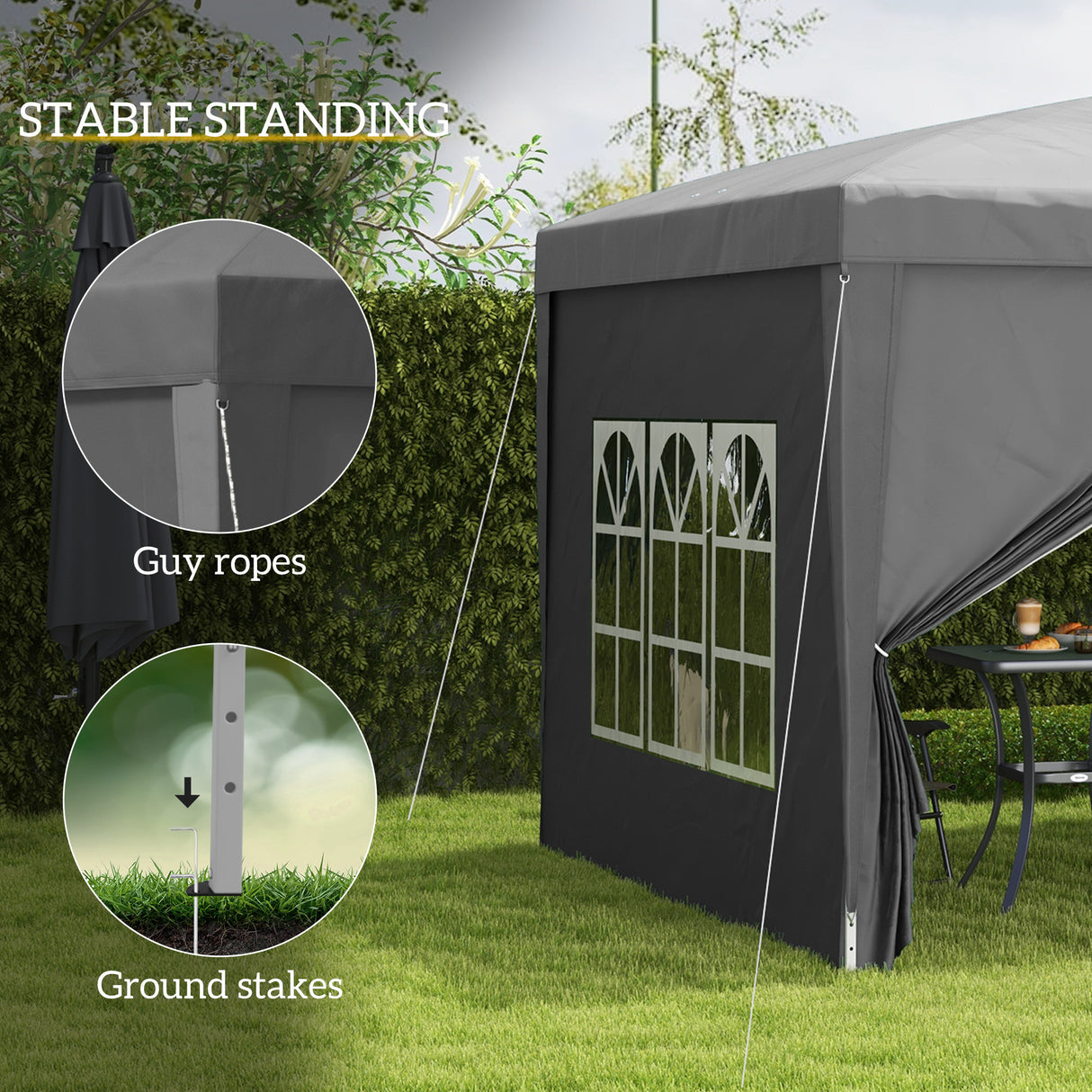 Alloy Steel Pop Up Gazebo With Curtain Walls 295cm Width x 295cm Depth - Velmora