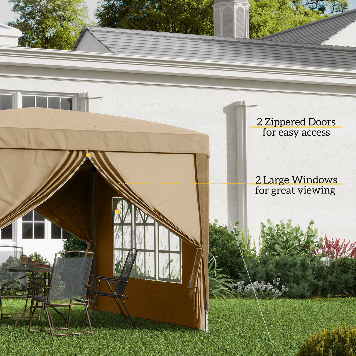Alloy Steel Pop Up Gazebo With Curtain Walls 295cm Width x 295cm Depth - Velmora
