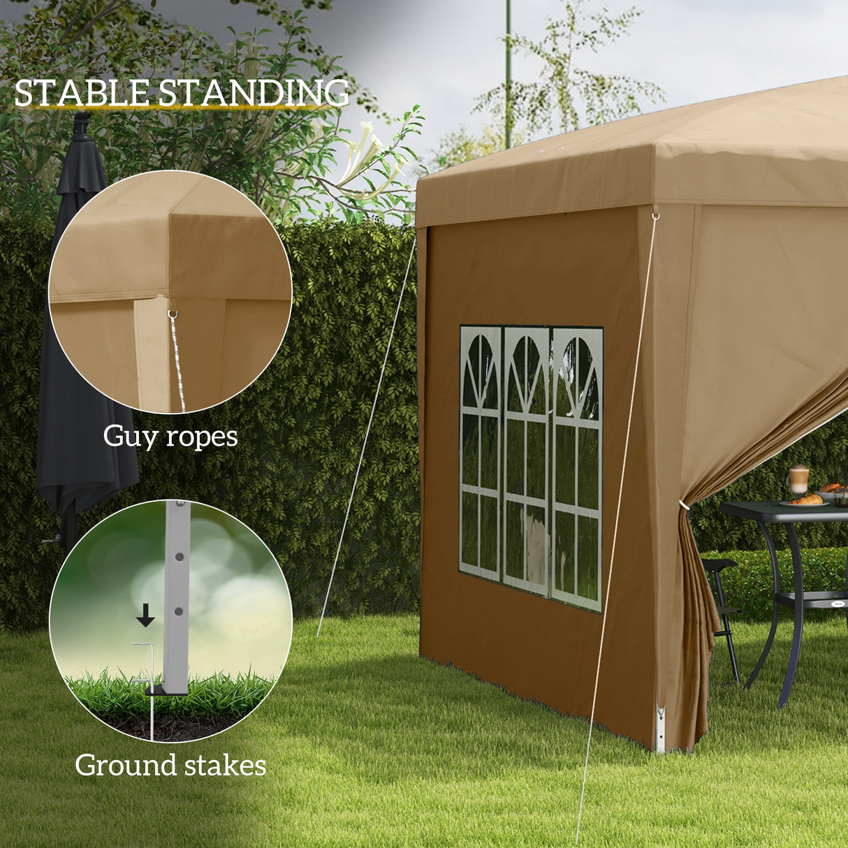 Alloy Steel Pop Up Gazebo With Curtain Walls 295cm Width x 295cm Depth - Velmora