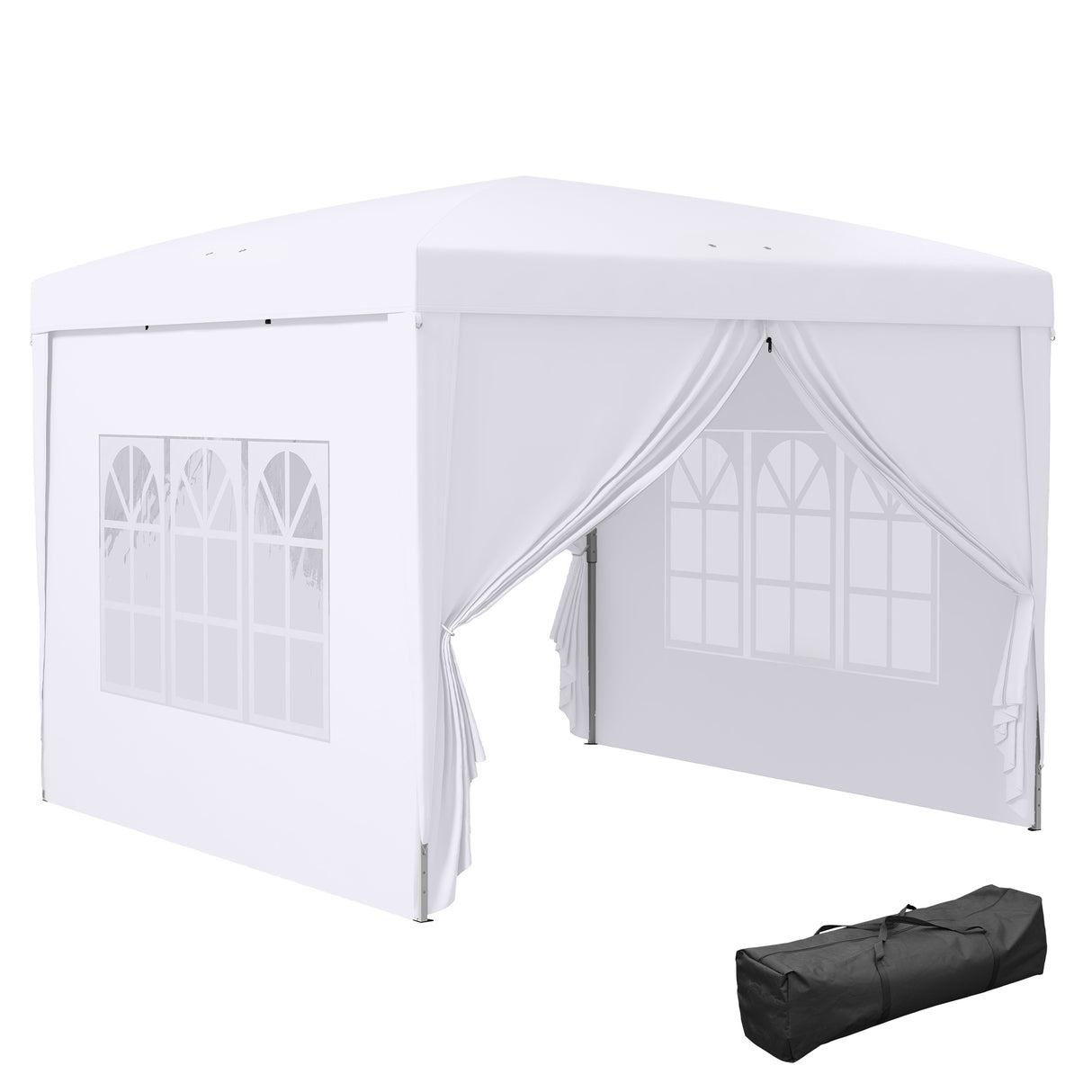 Alloy Steel Pop Up Gazebo With Curtain Walls 295cm Width x 295cm Depth - Velmora