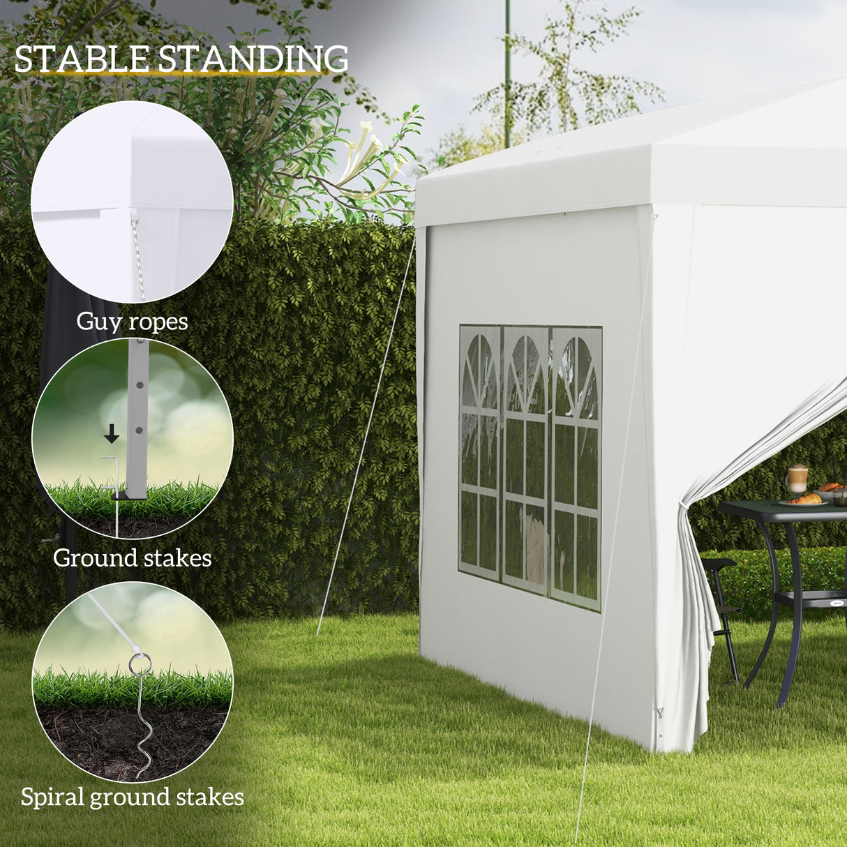 Alloy Steel Pop Up Gazebo With Curtain Walls 295cm Width x 295cm Depth - Velmora