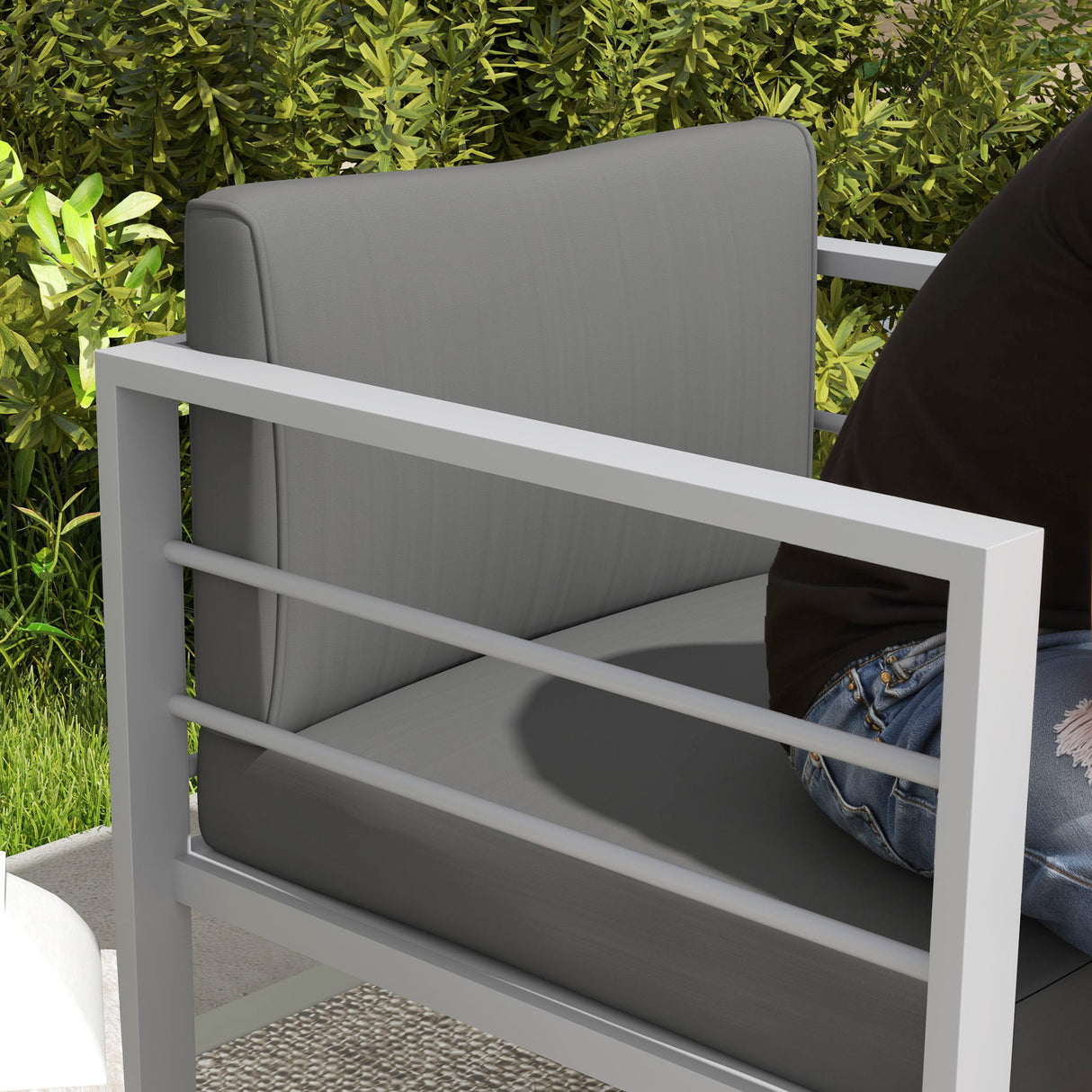 Aluminium 1 Seater Garden Sofa with Removable Cushions - Velmora