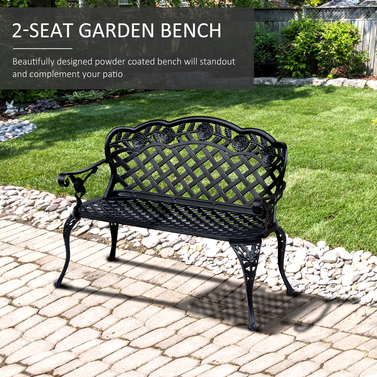 Aluminium 2 Seater Garden Bench - Velmora