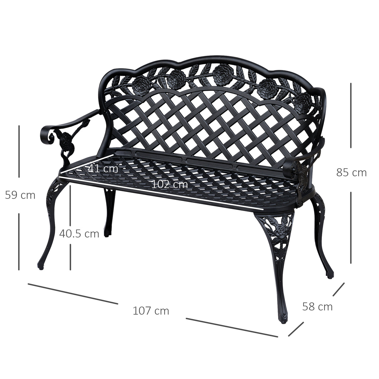 Aluminium 2 Seater Garden Bench - Velmora