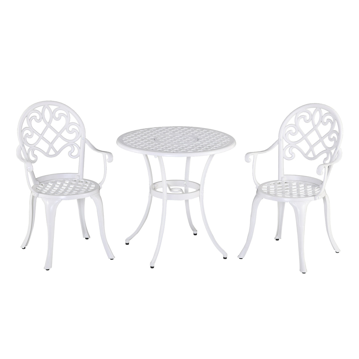 Aluminium 3 Pieces Garden Bistro Set With 66cm Round Table - Velmora