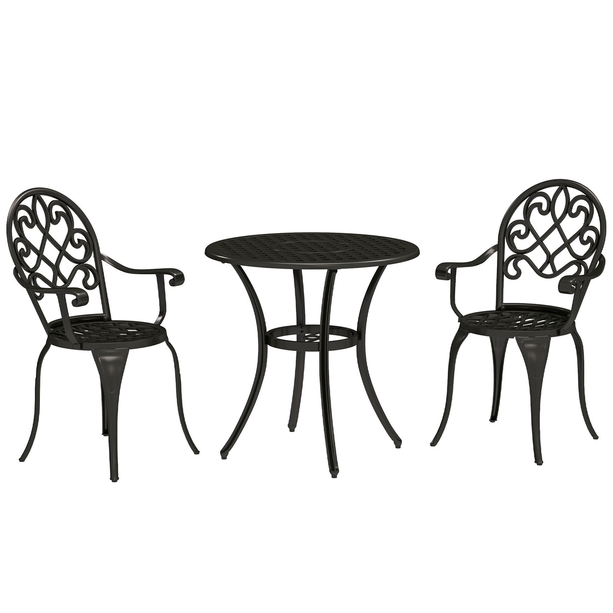 Aluminium 3 Pieces Garden Bistro Set With 66cm Round Table - Velmora