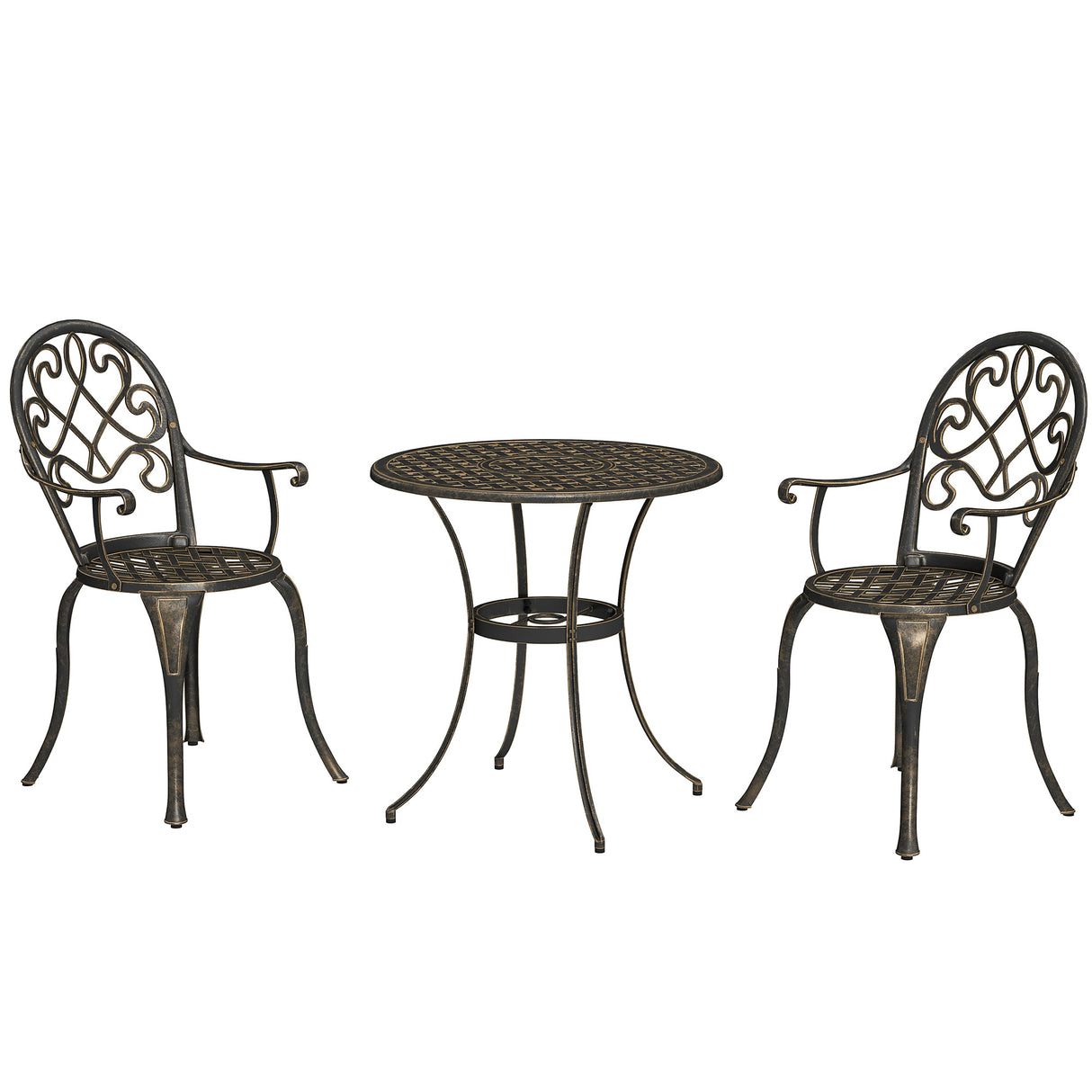 Aluminium 3 Pieces Garden Bistro Set With 66cm Round Table - Velmora