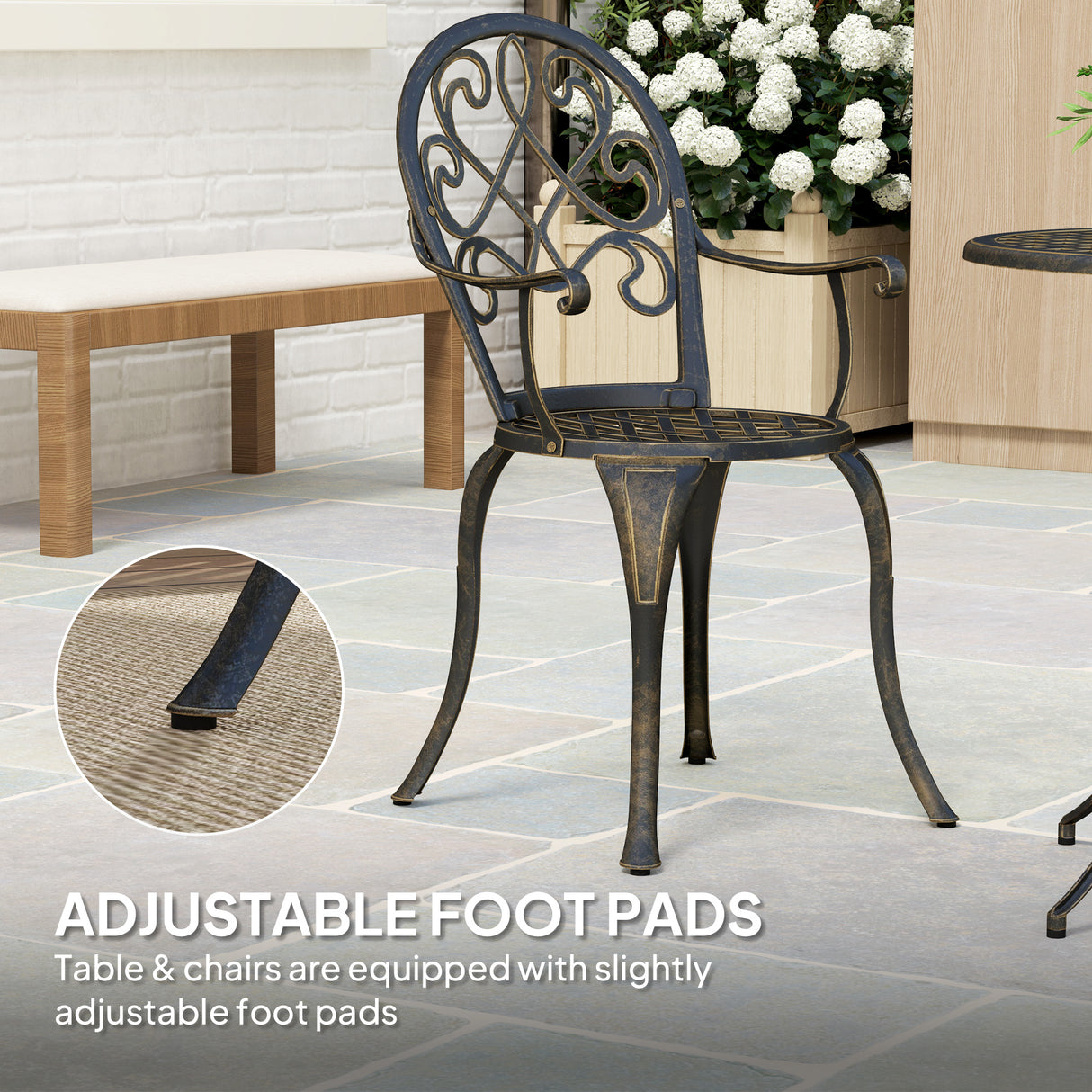 Aluminium 3 Pieces Garden Bistro Set With 66cm Round Table - Velmora