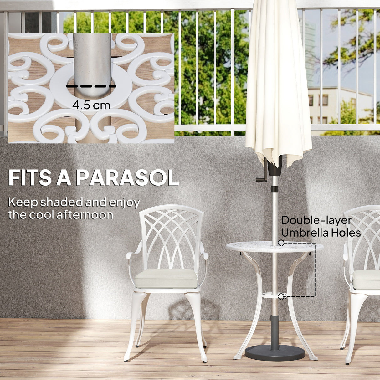 Aluminium 3 Pieces Garden Bistro Set for 2 People With Cushions - Velmora