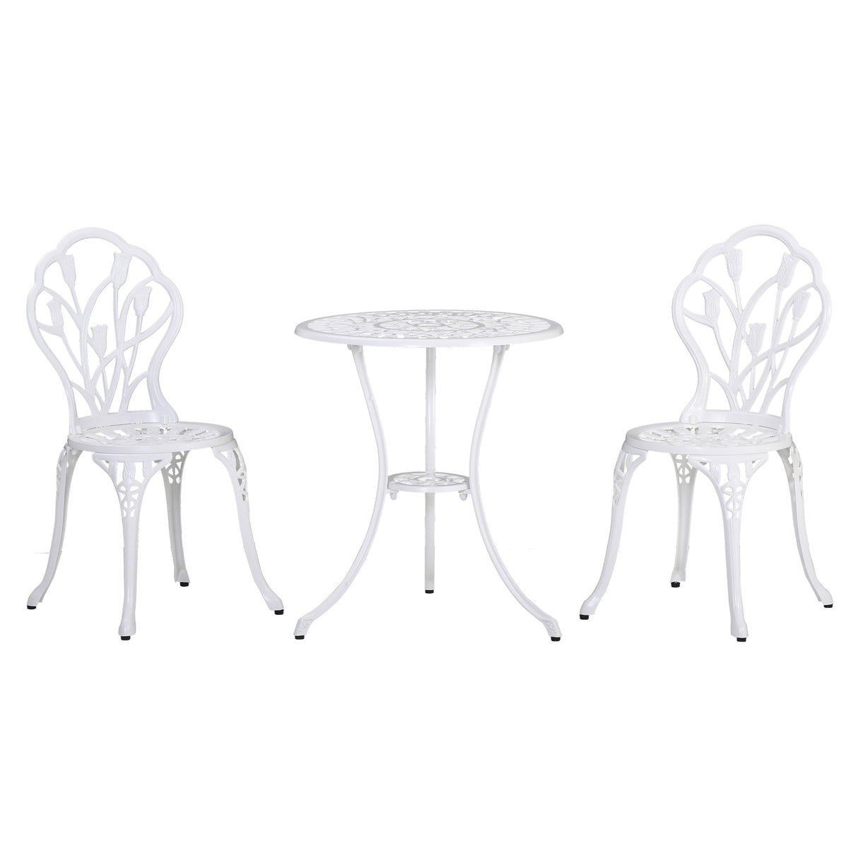 Aluminium 3 Pieces Garden Bistro Set With Parasol Hole for Balcony - Velmora