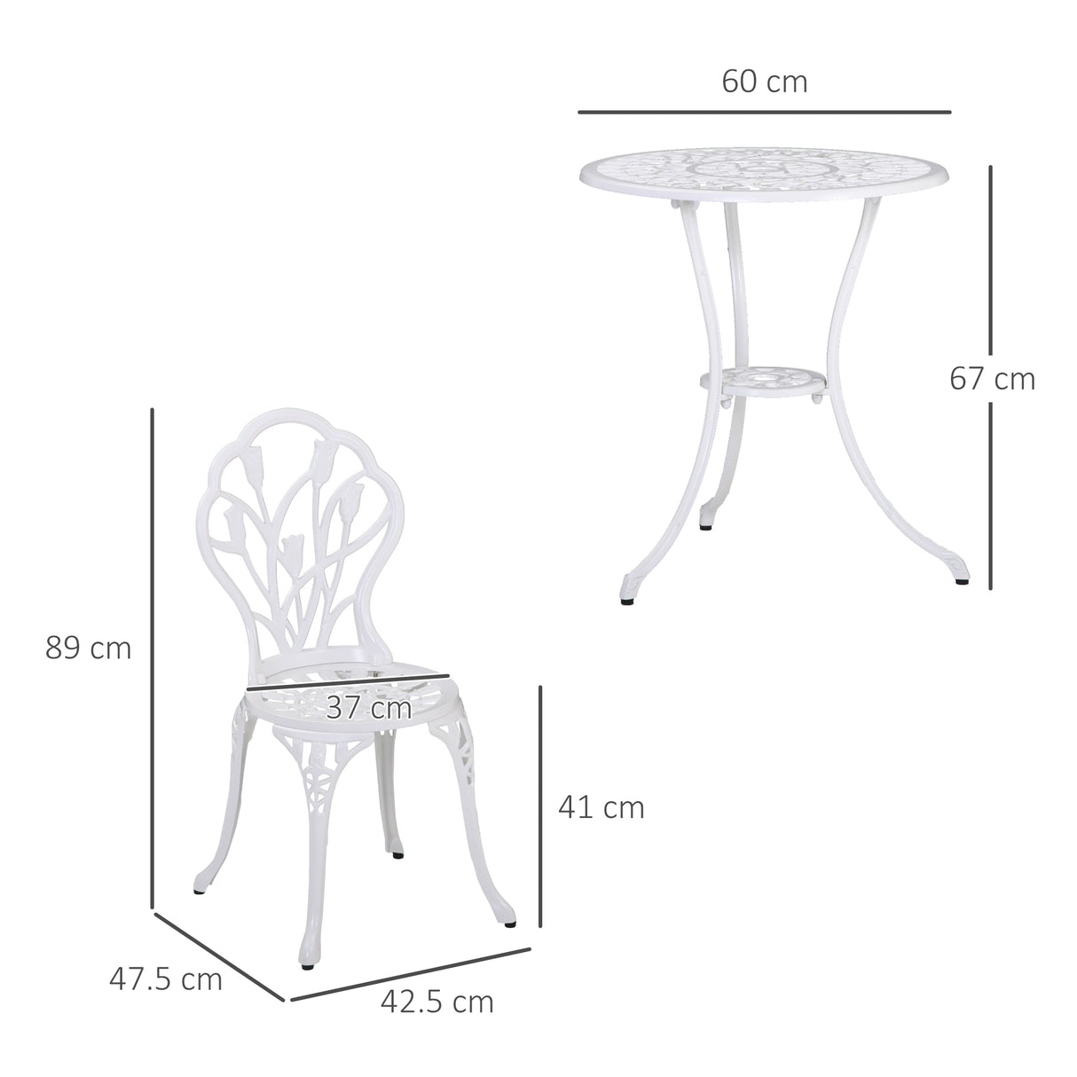 Aluminium 3 Pieces Garden Bistro Set With Parasol Hole for Balcony - Velmora