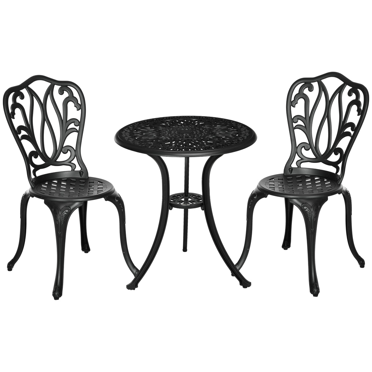 Aluminium 3 Pieces Garden Bistro Set With Parasol Hole - Velmora