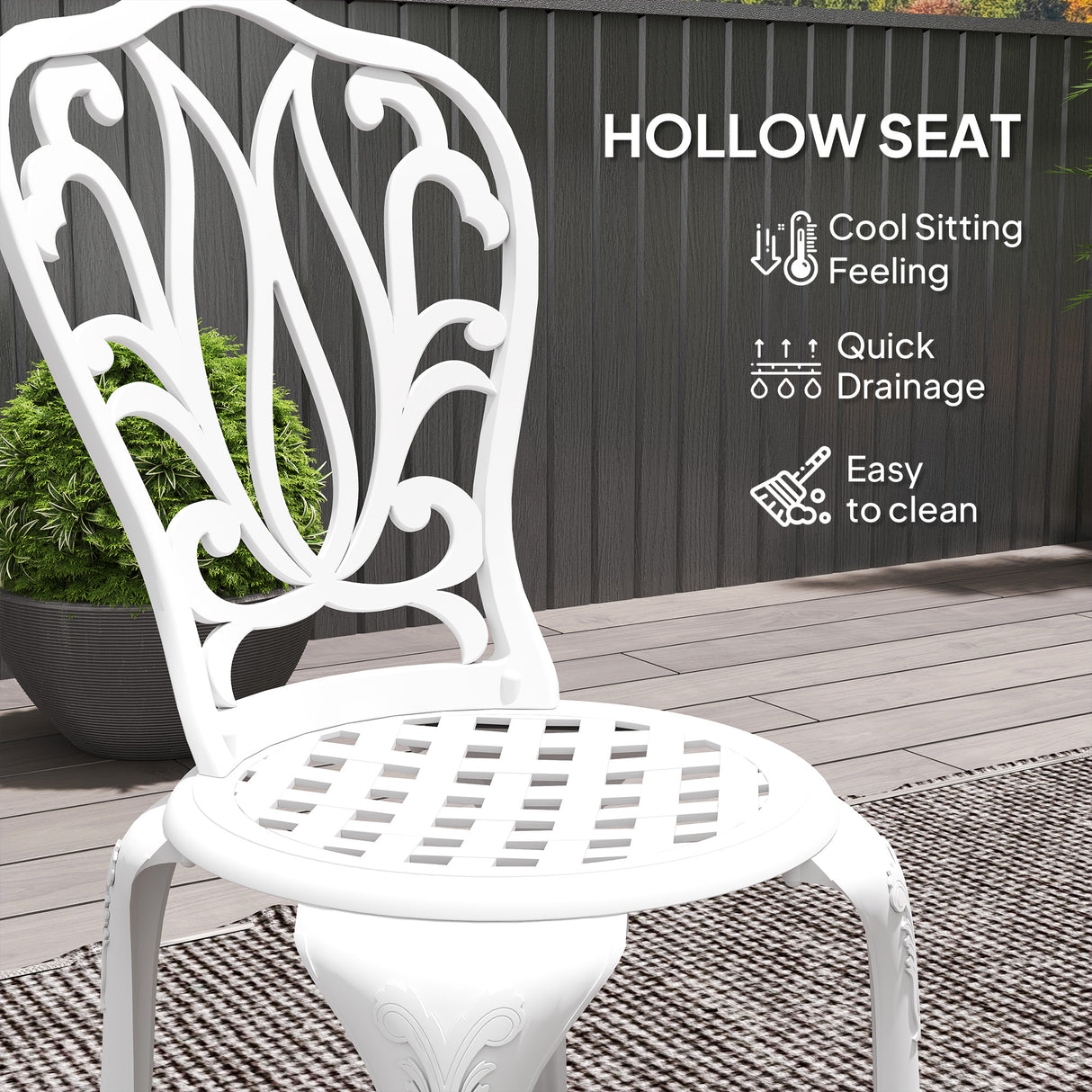 Aluminium 3 Pieces Garden Bistro Set With Parasol Hole - Velmora