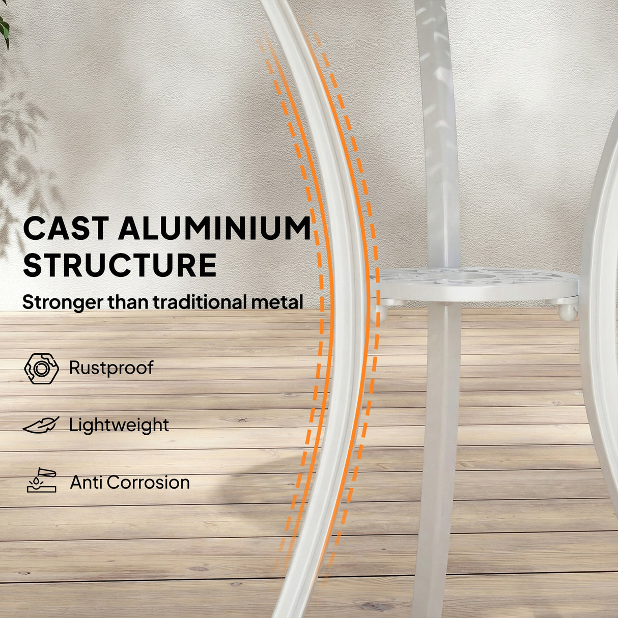 Aluminium 3 Pieces Round Garden Bistro Set With 2 Armchairs - Velmora