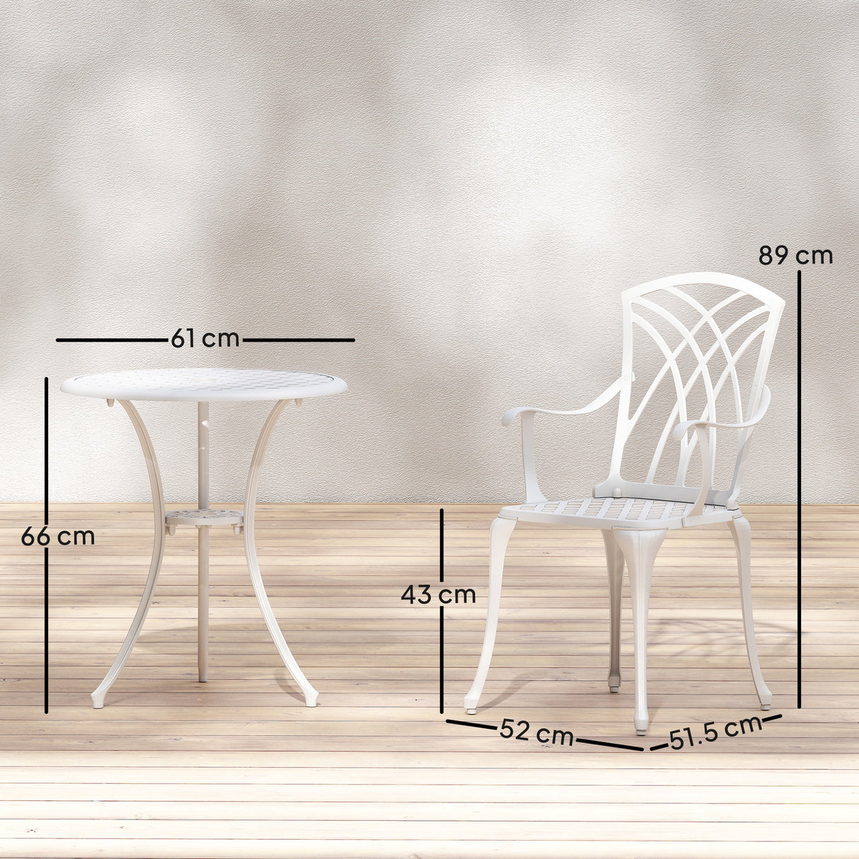 Aluminium 3 Pieces Round Garden Bistro Set With 2 Armchairs - Velmora